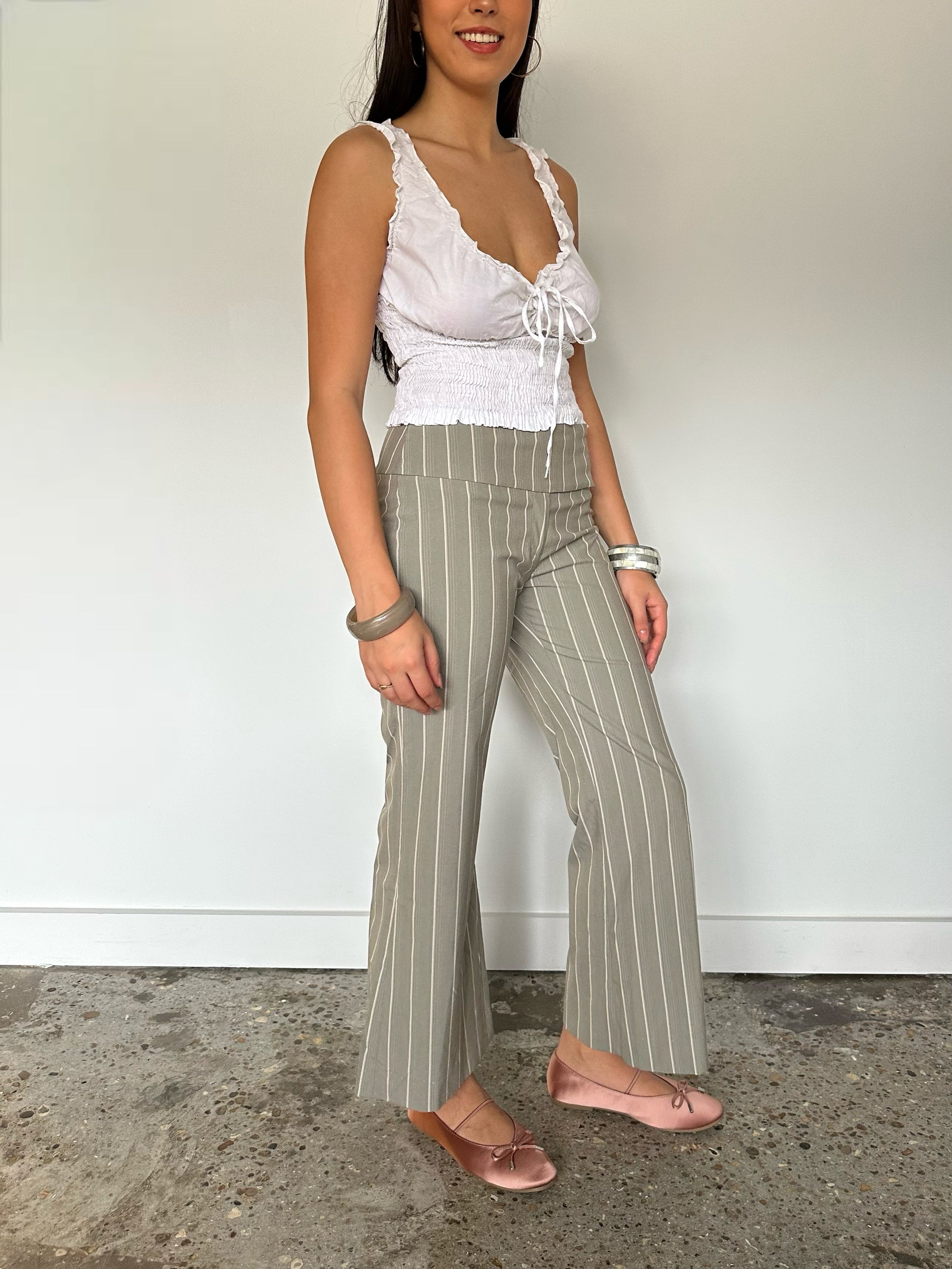 hook eye pinstripe trousers — size xs