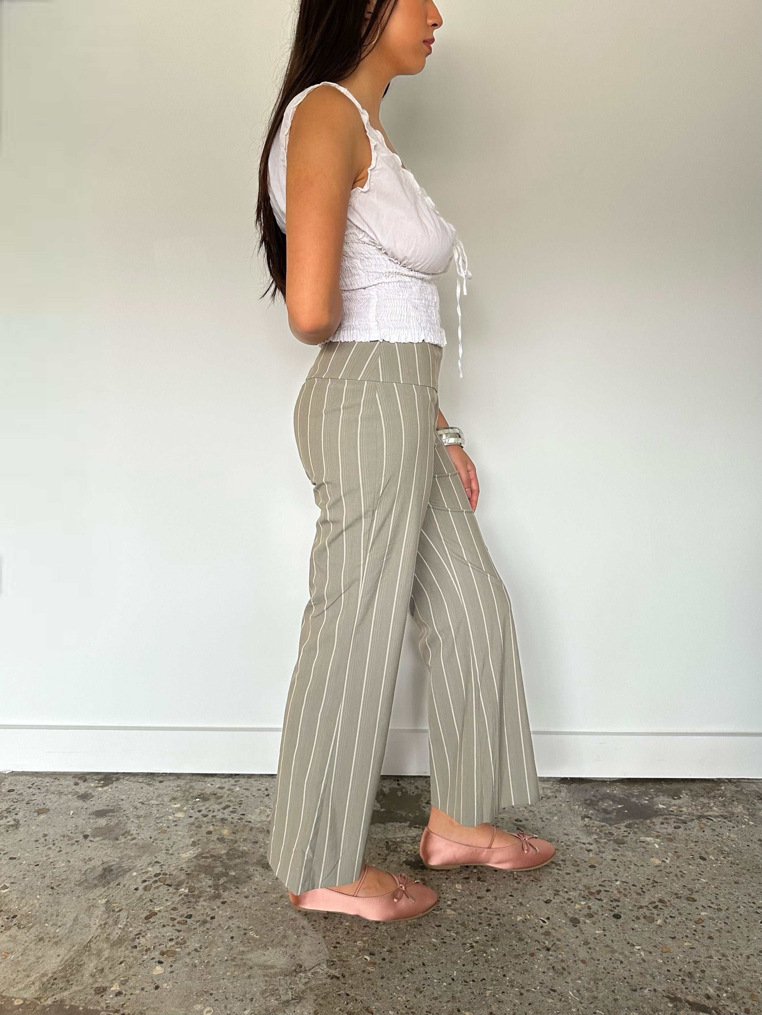 hook eye pinstripe trousers — size xs