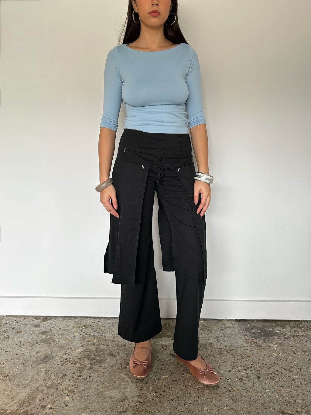 apron layered trousers — size xxs/xs