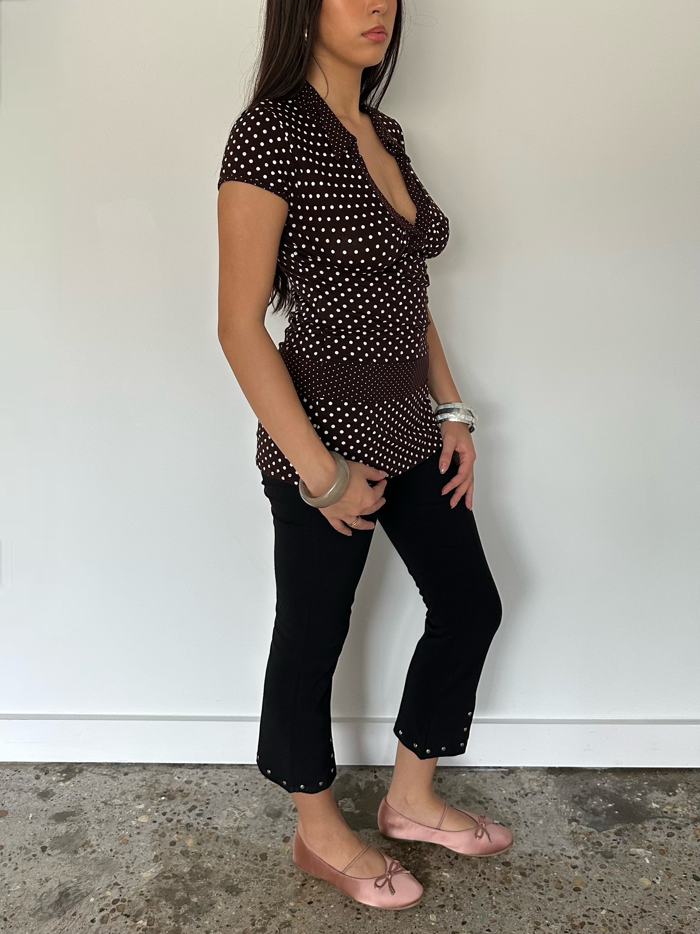 polka dot tunic top — size s