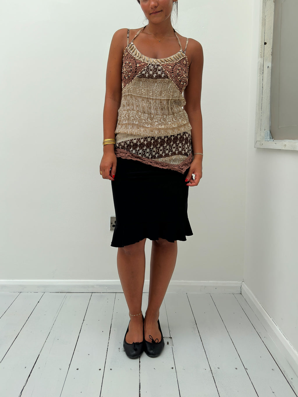 asymmetric boho cami top — size S
