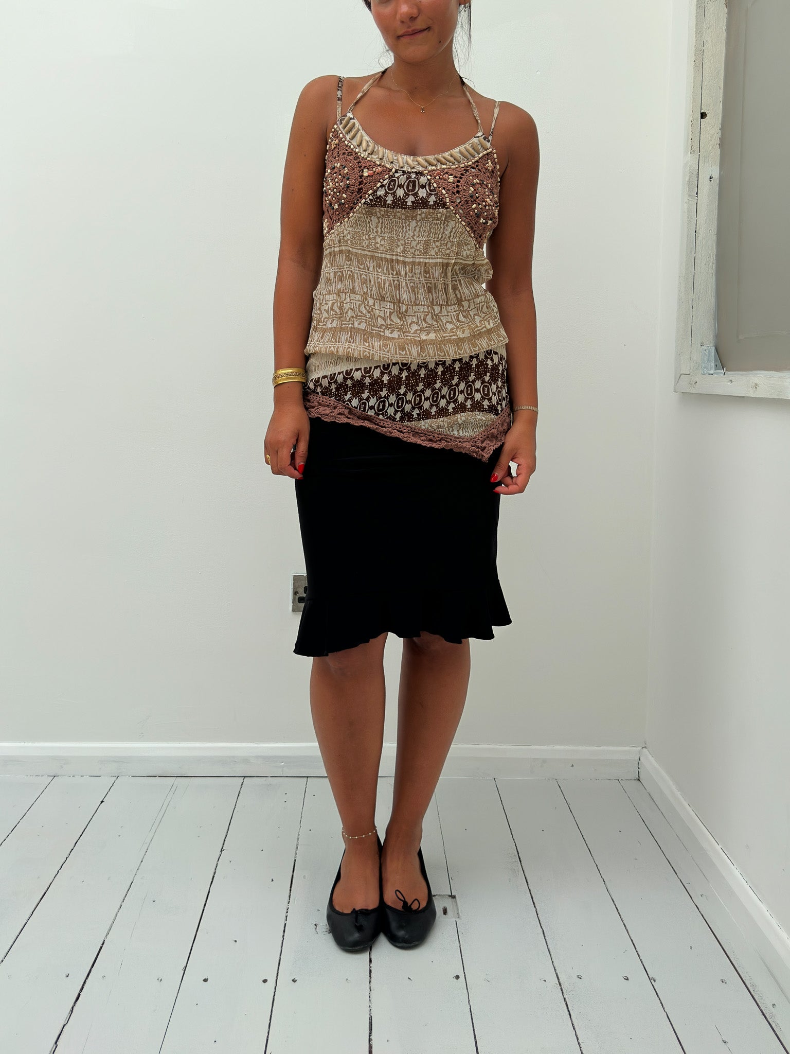 asymmetric boho cami top — size S