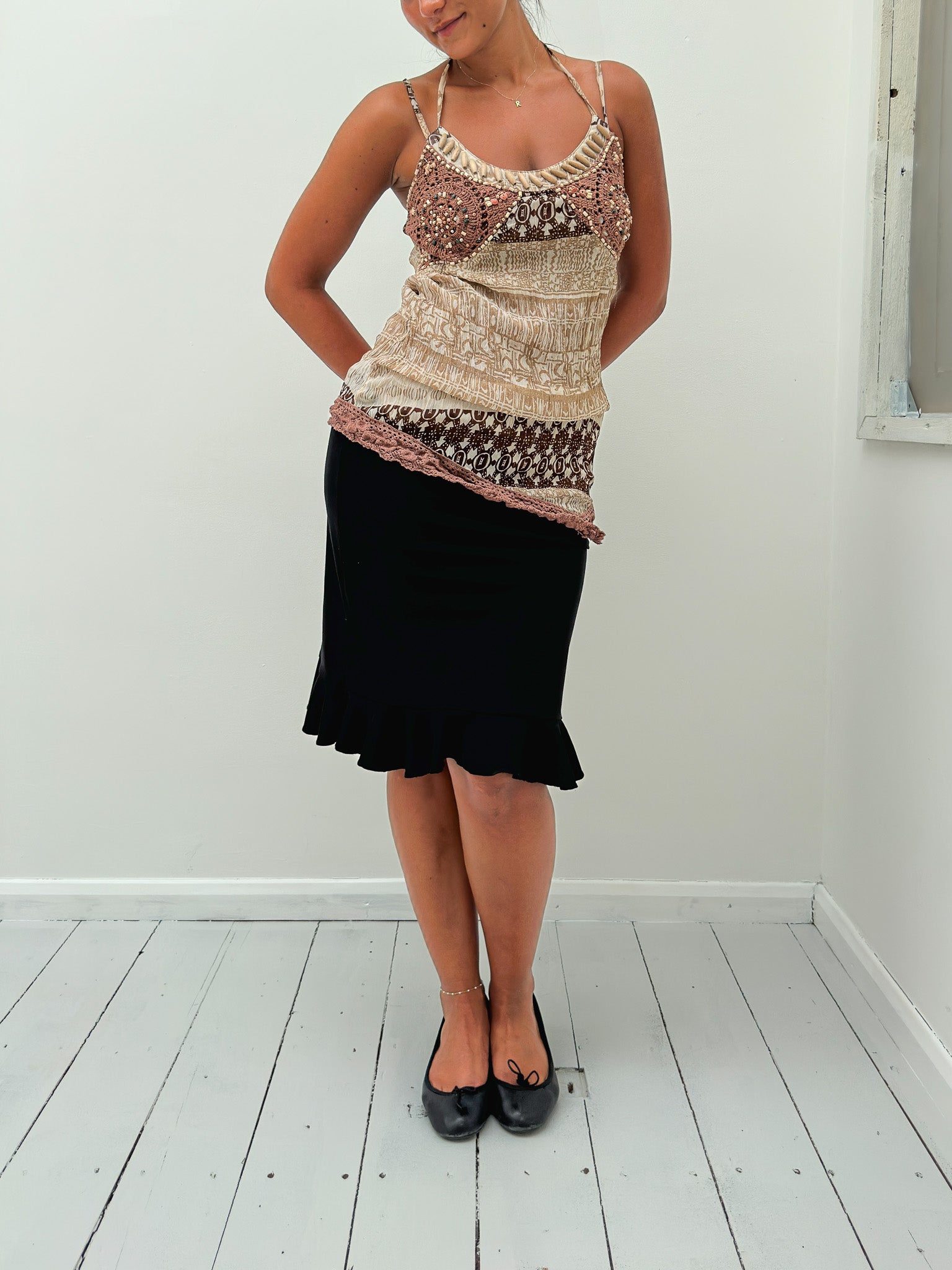 asymmetric boho cami top — size S