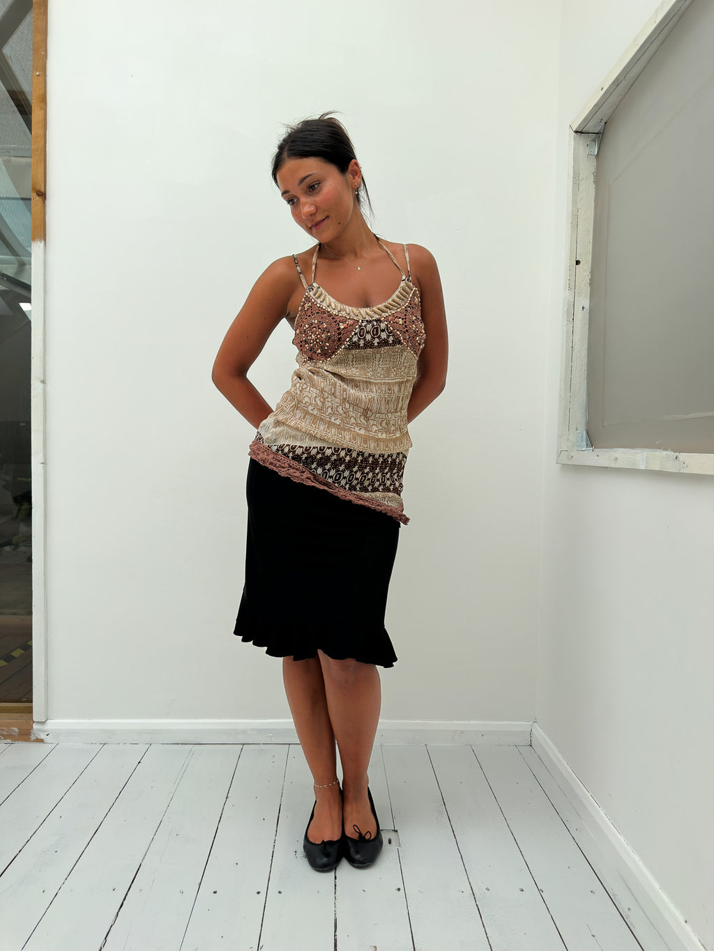 asymmetric boho cami top — size S