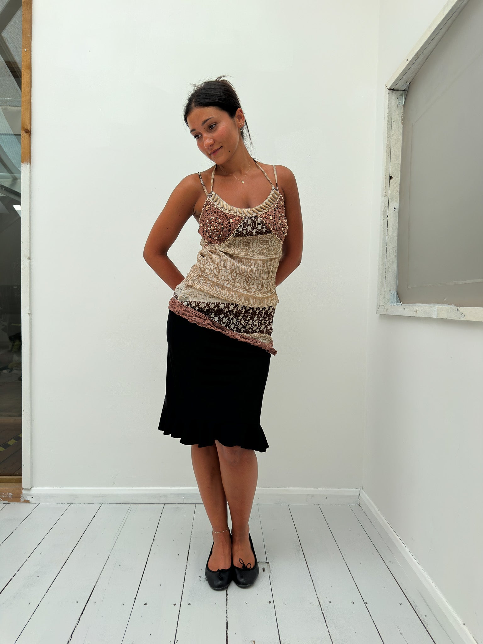 asymmetric boho cami top — size S