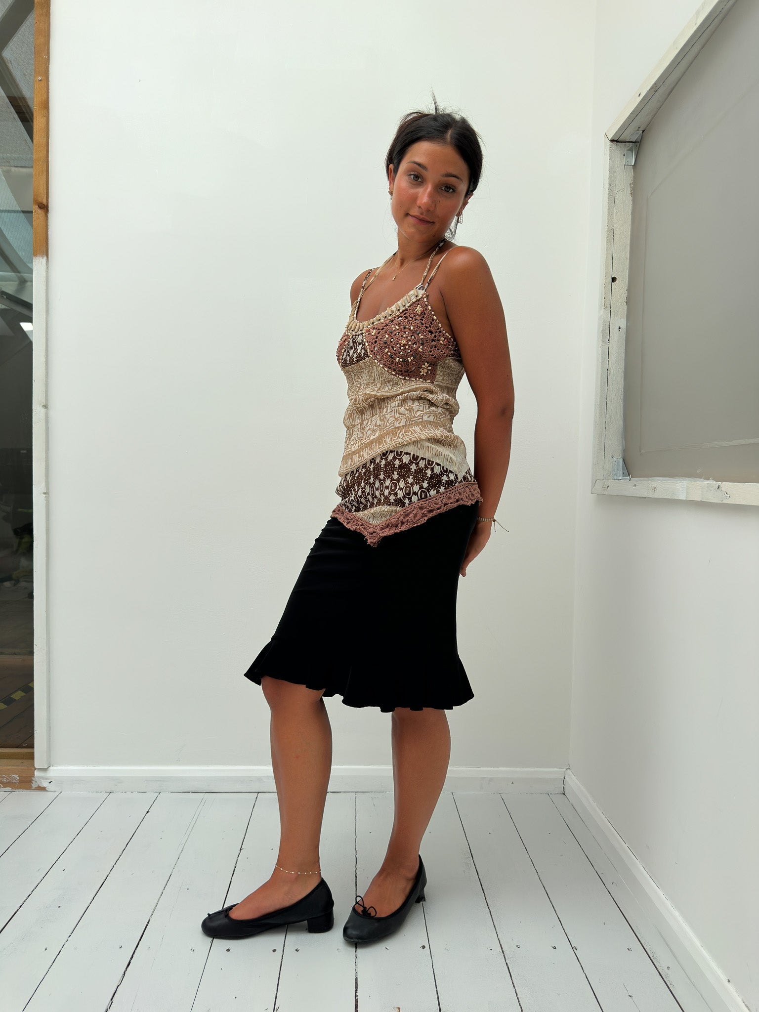 asymmetric boho cami top — size S