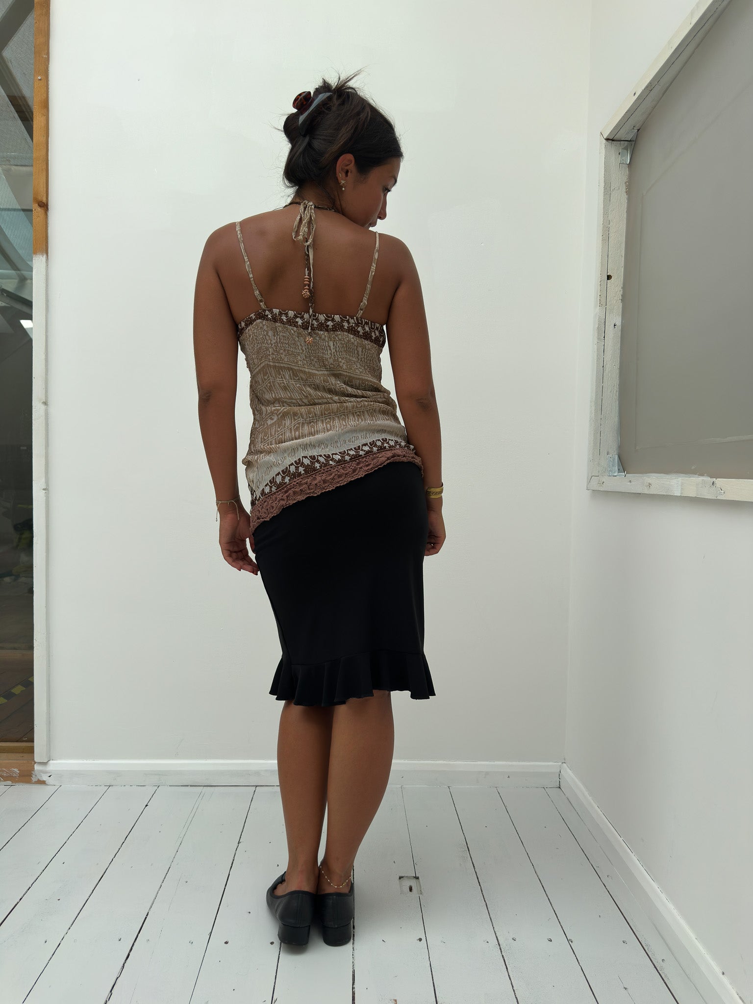 asymmetric boho cami top — size S