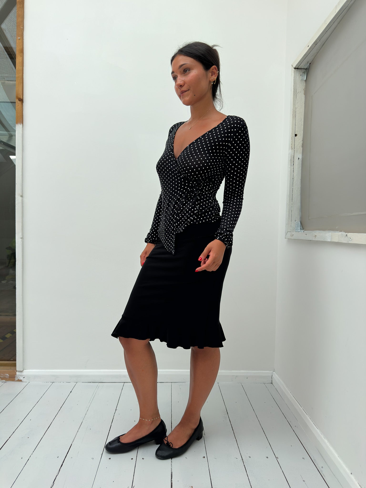 polka dot top — size XS/S