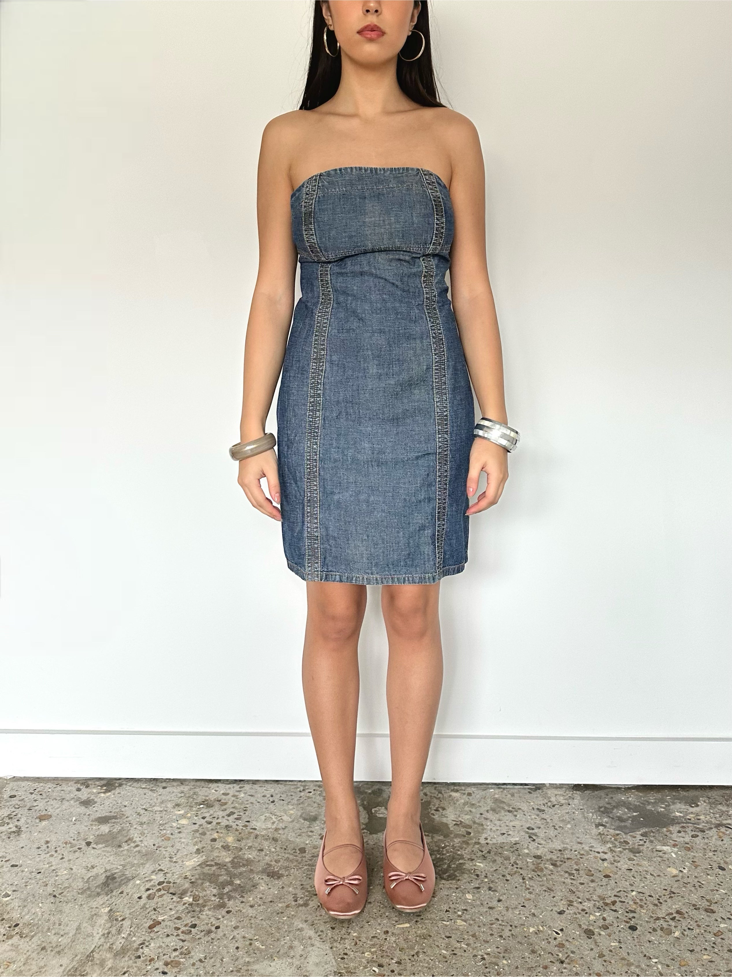 denim mini dress — size m