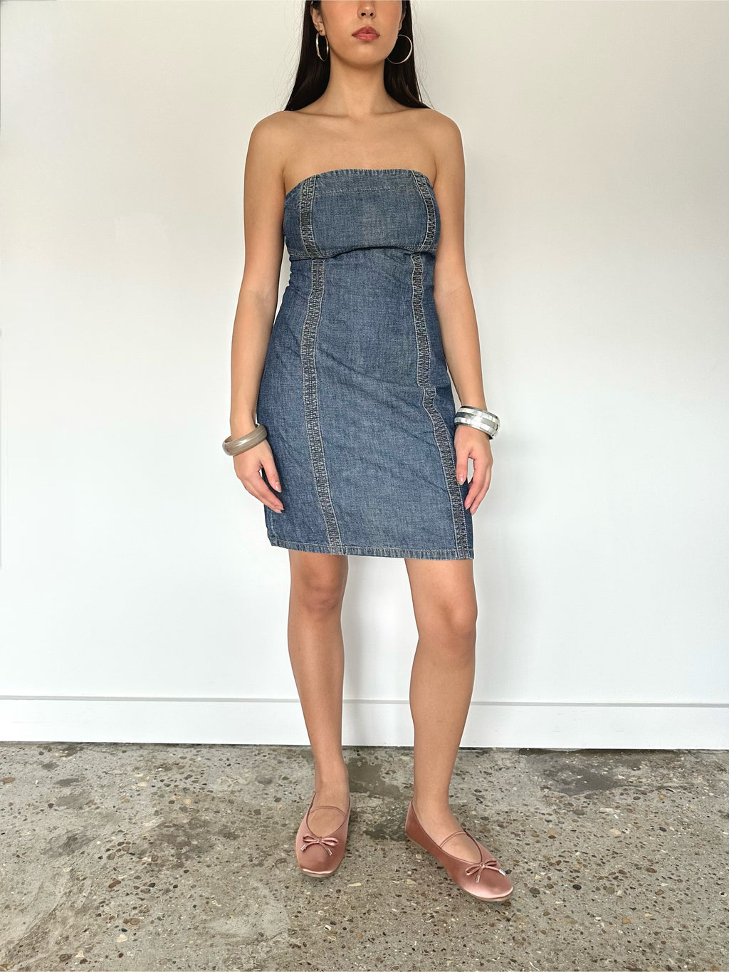 denim mini dress — size m
