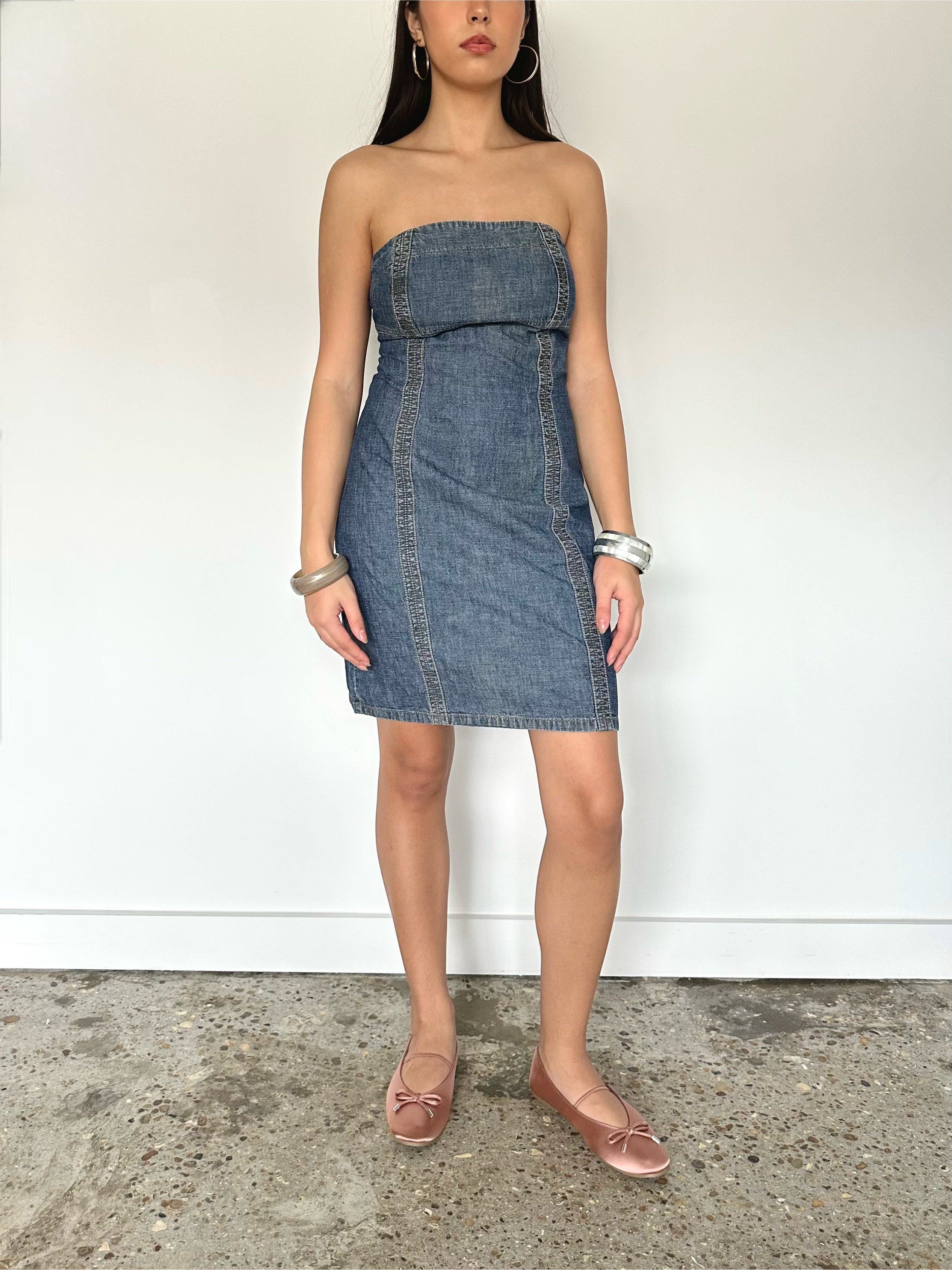 denim mini dress — size m