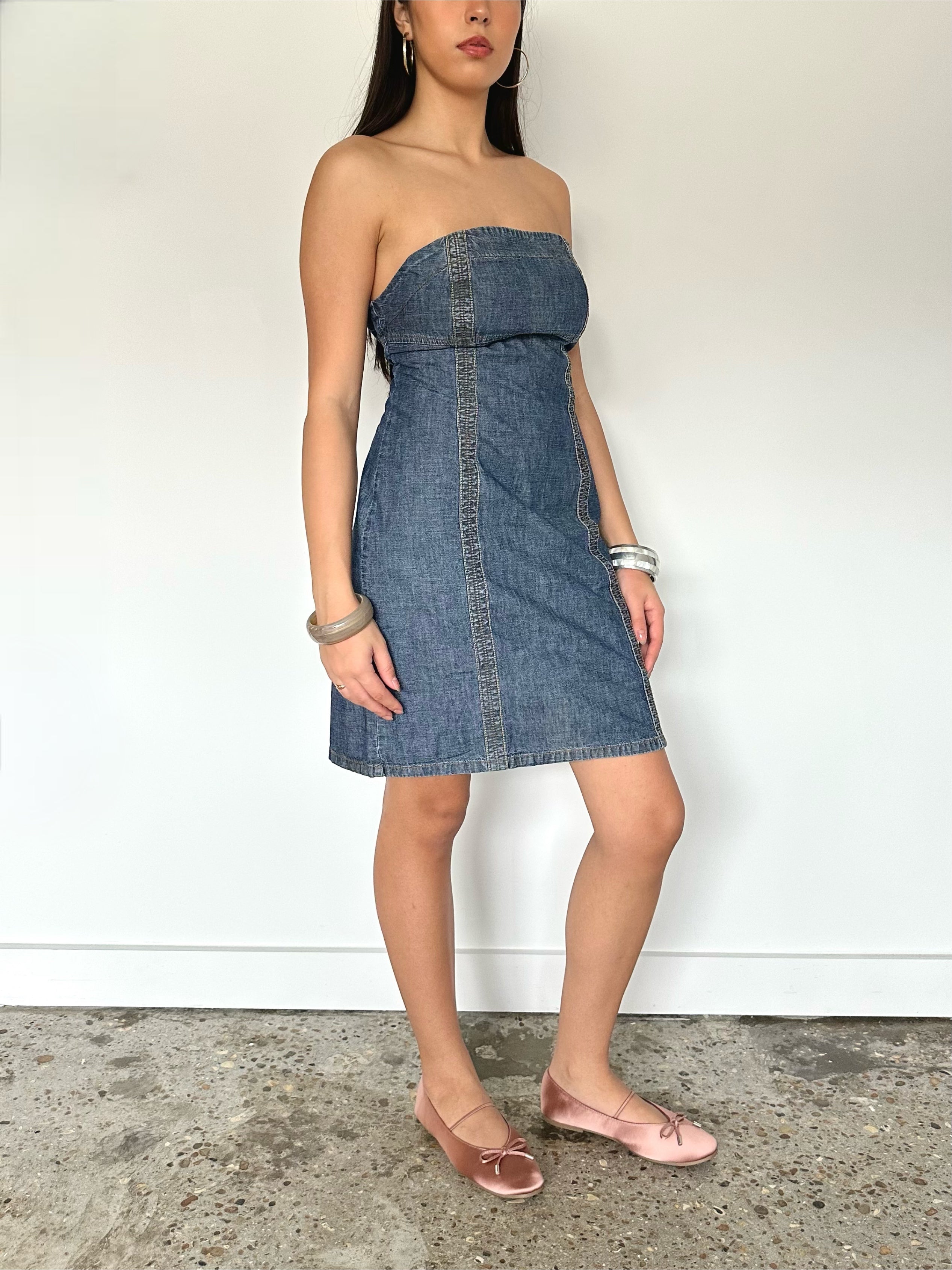 denim mini dress — size m