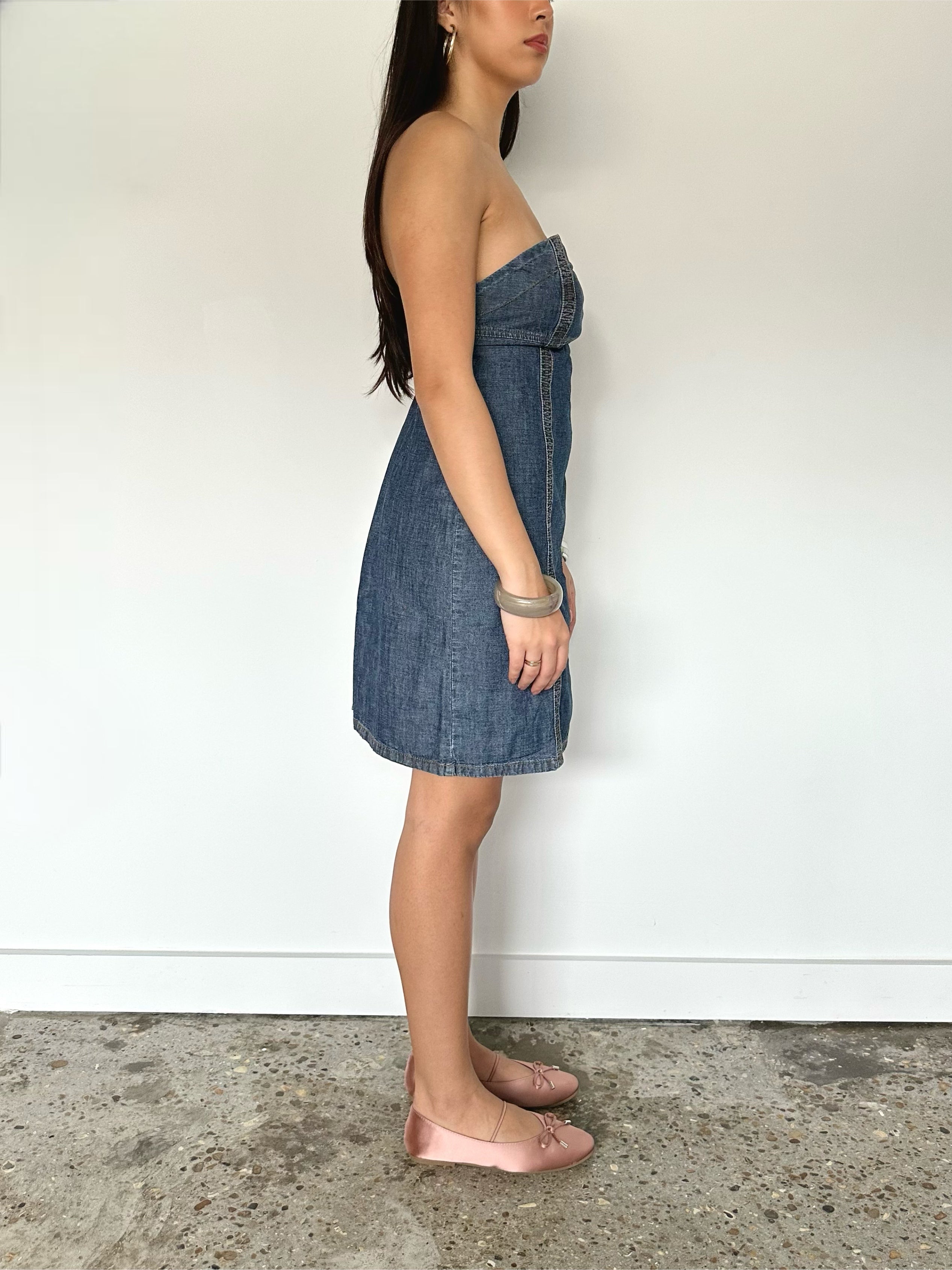 denim mini dress — size m