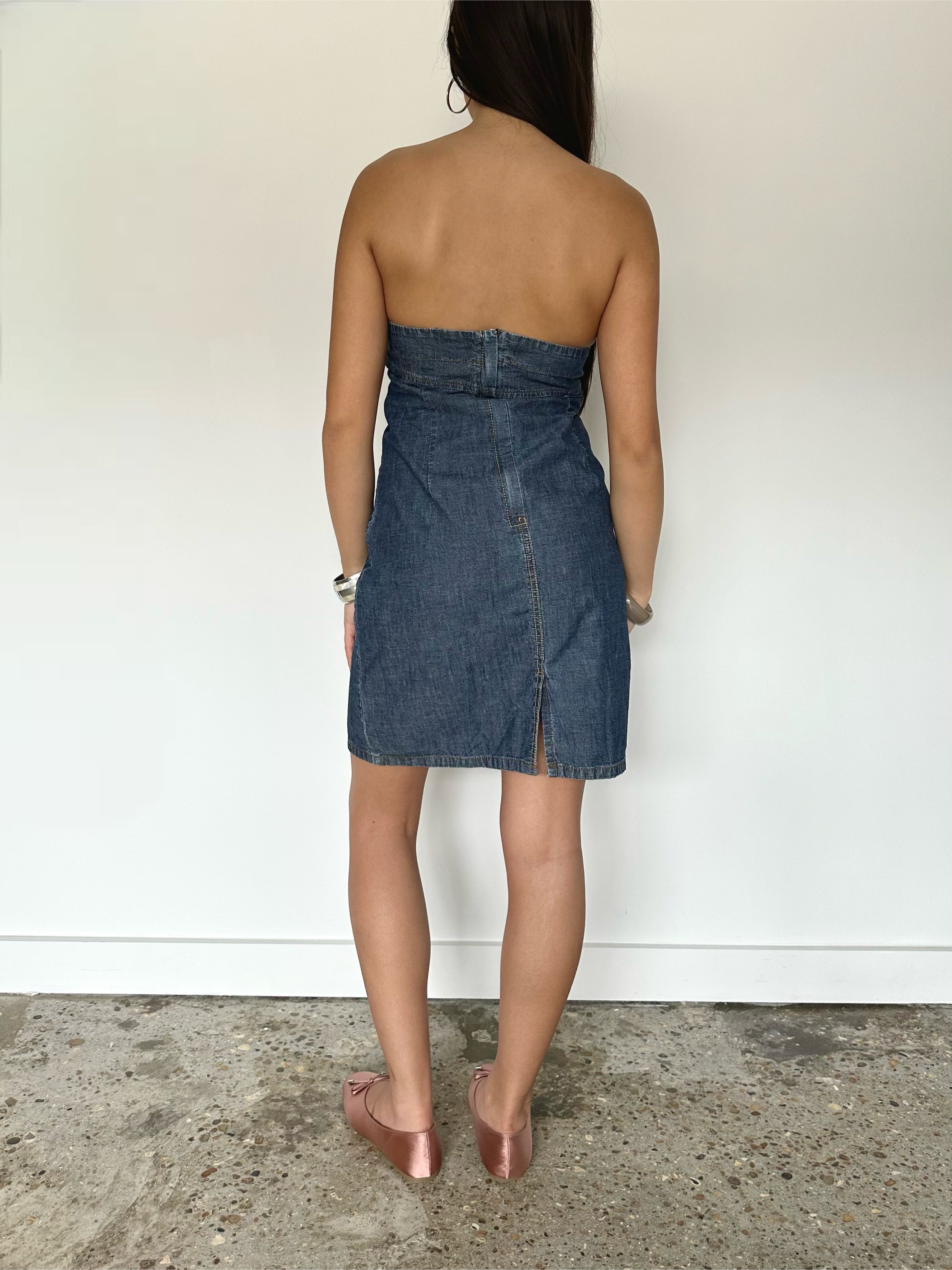 denim mini dress — size m