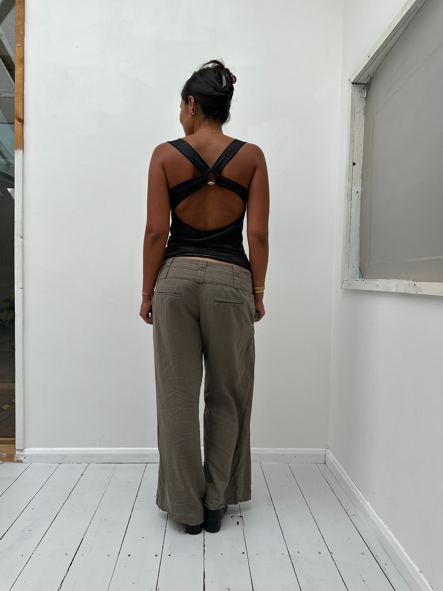 backless cowl neck top — size S