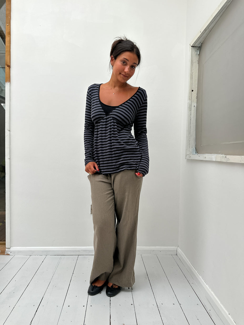 stripe babydoll top — size S/M