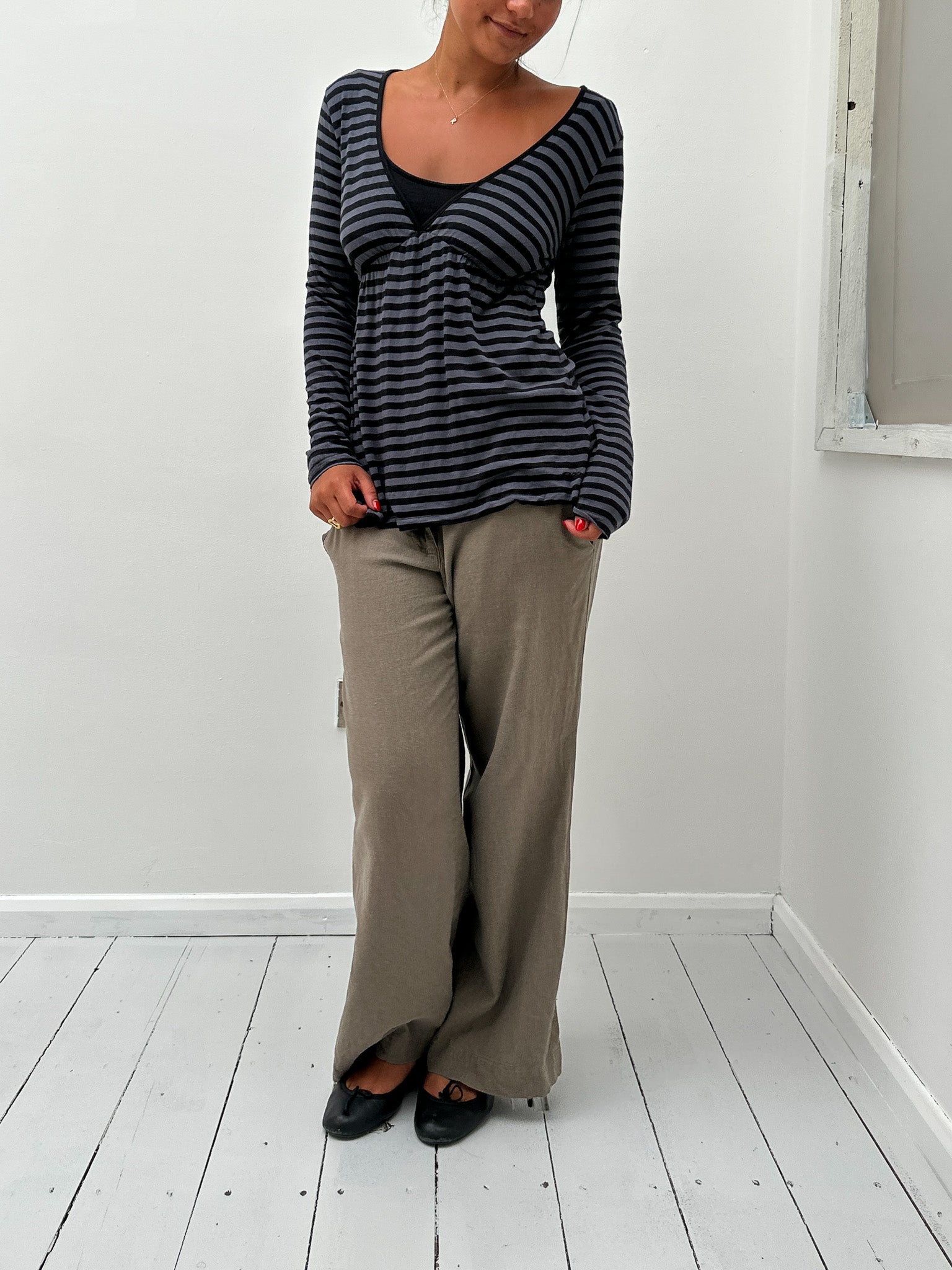 stripe babydoll top — size S/M