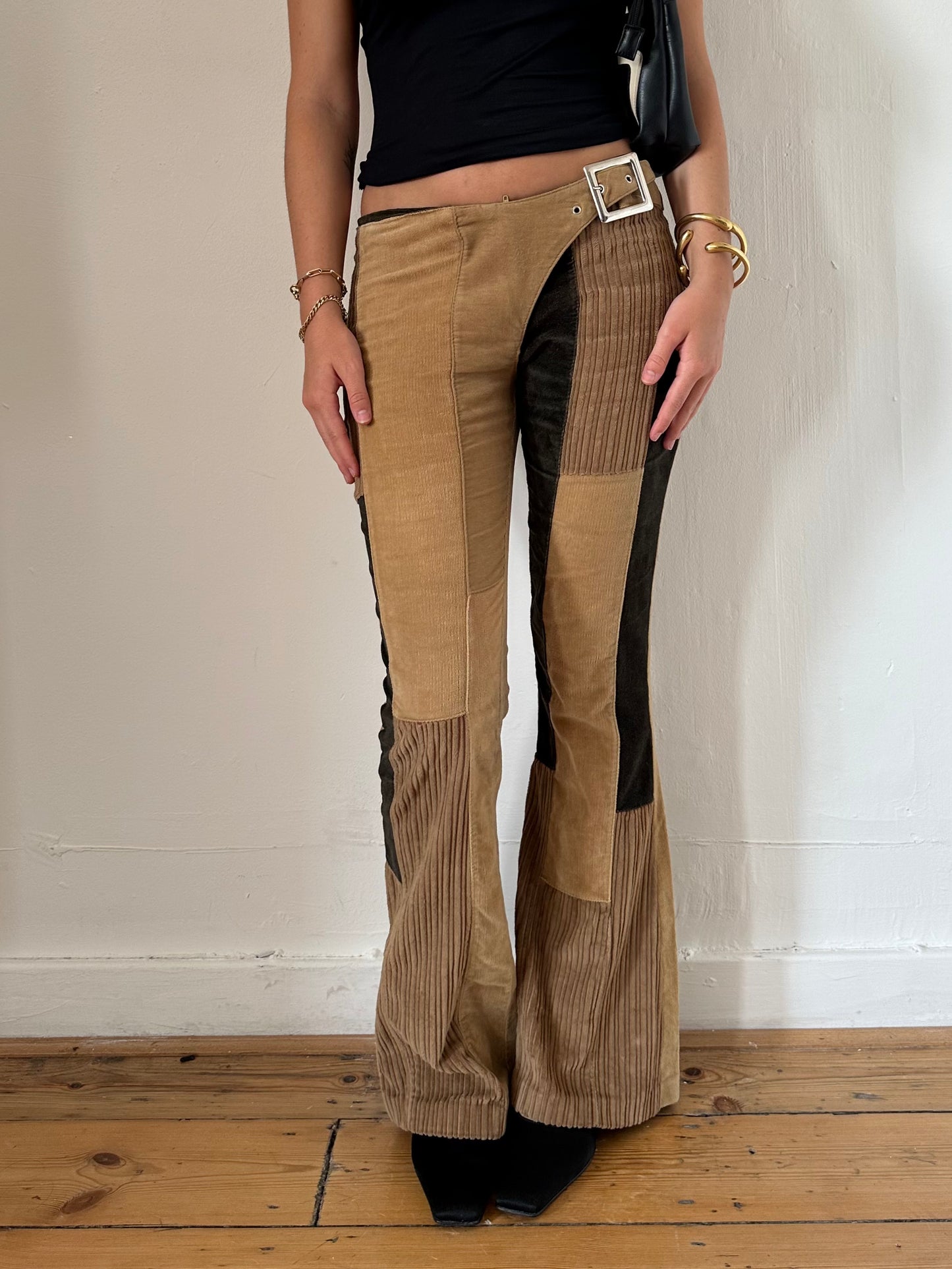 90's Cord Patchwork Trousers - Size XS/S