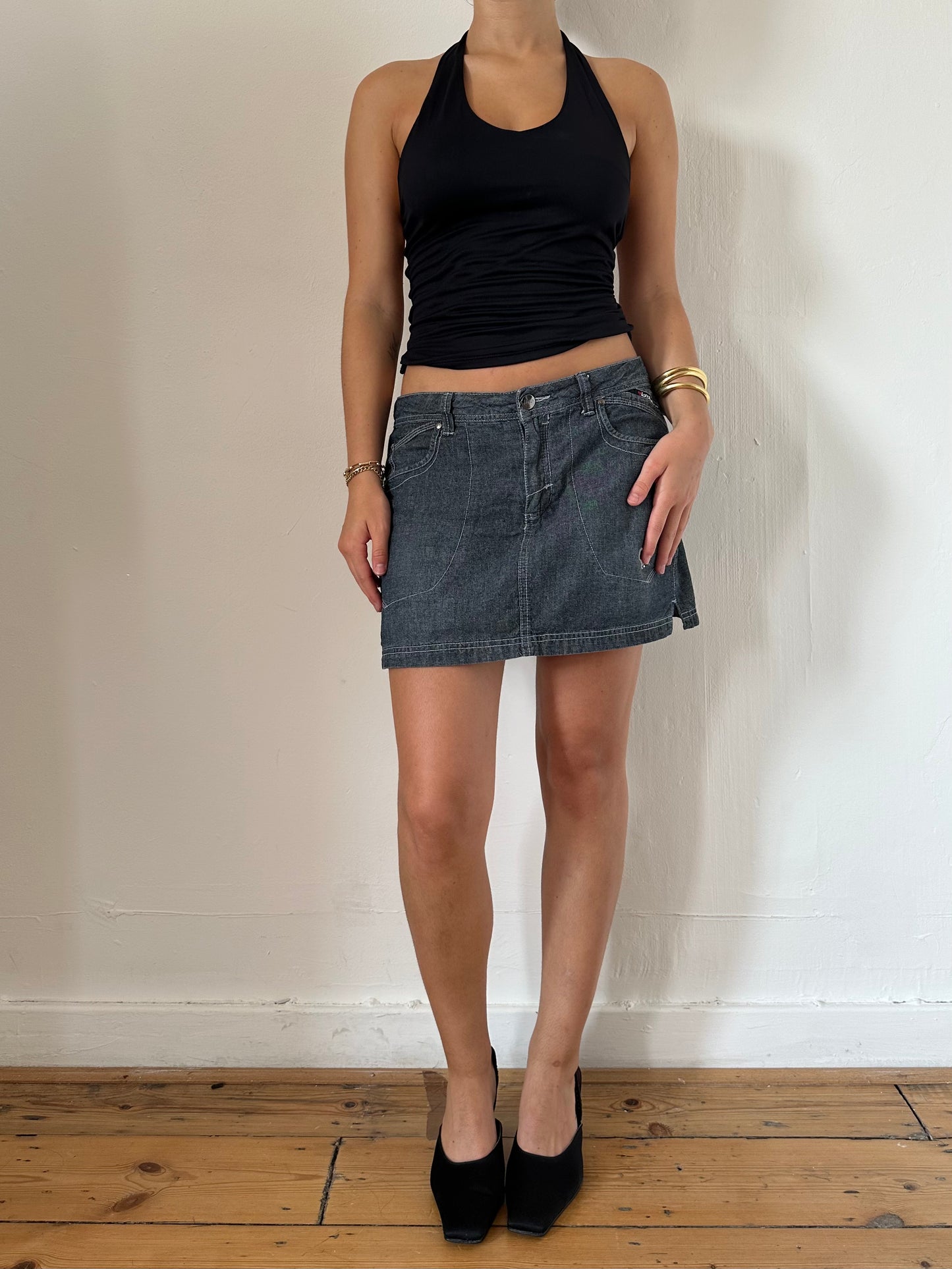 00's Denim Mini Skirt - Size S/M