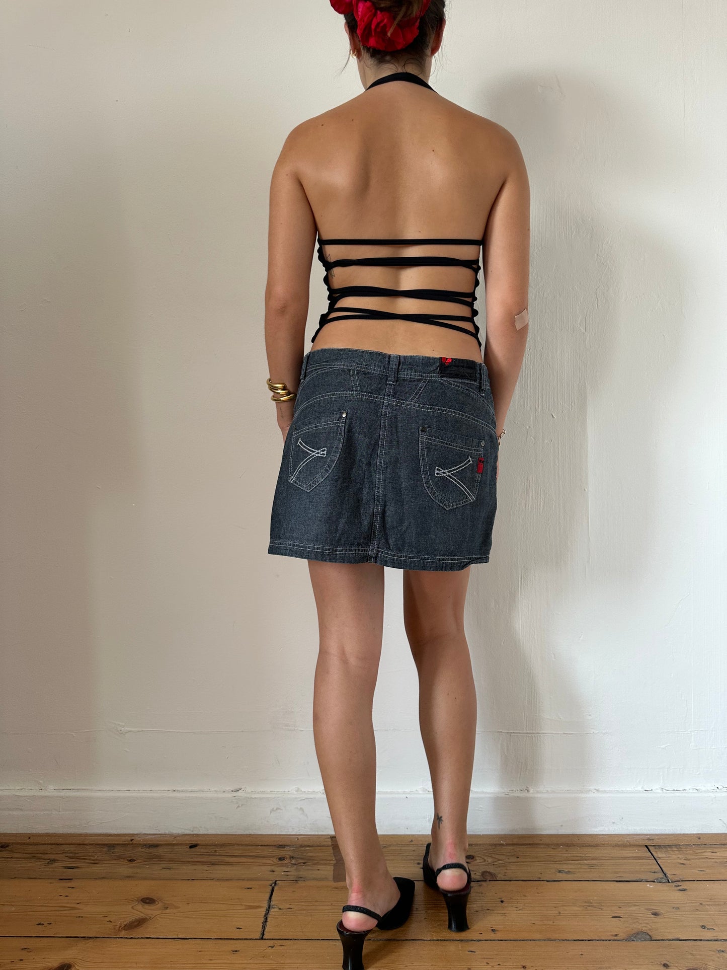 00's Denim Mini Skirt - Size S/M