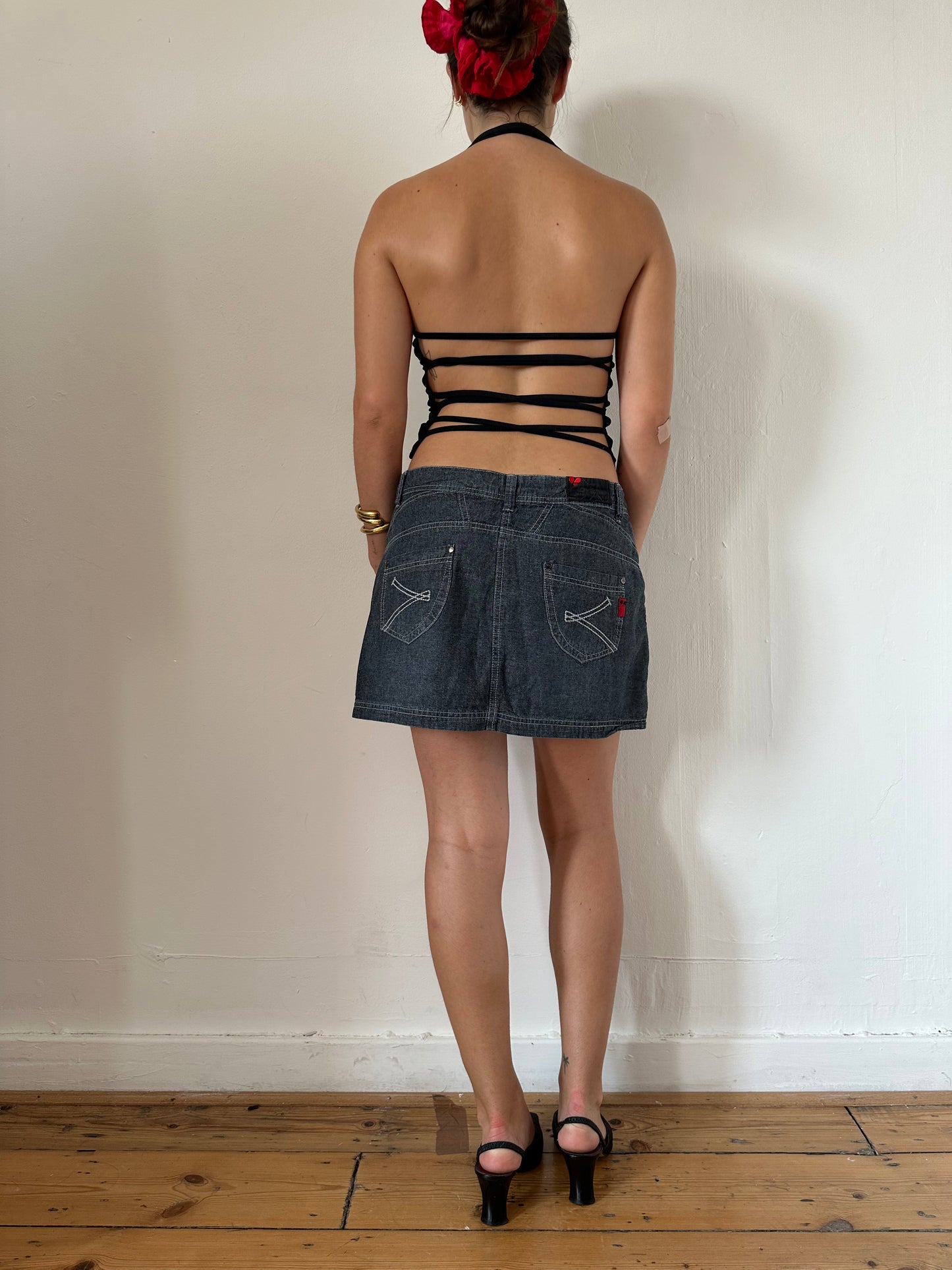 00's Denim Mini Skirt - Size S/M