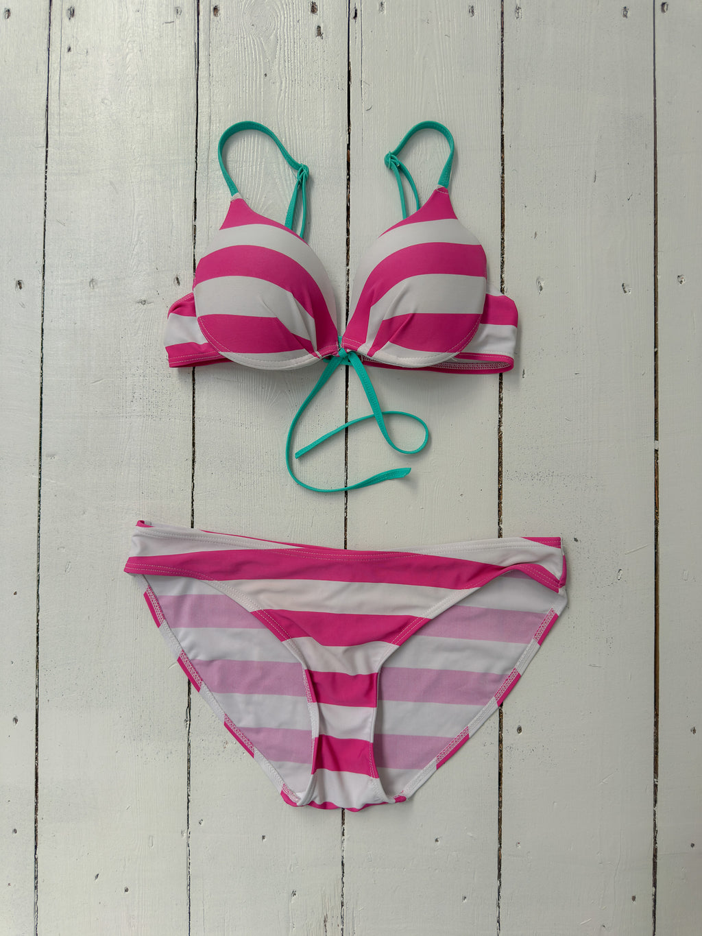 neon stripe bikini — size S