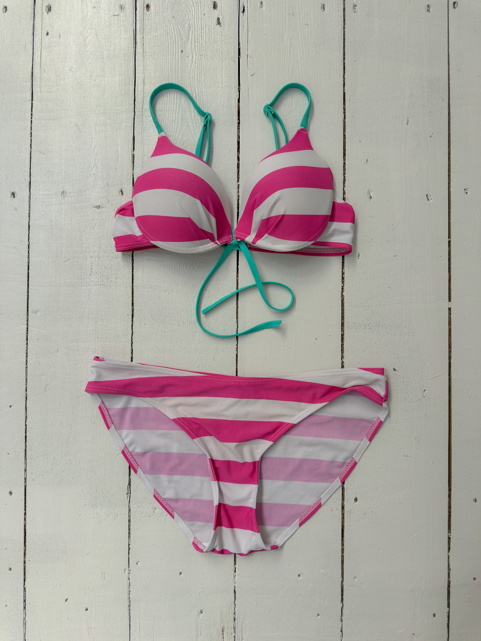 neon stripe bikini — size S
