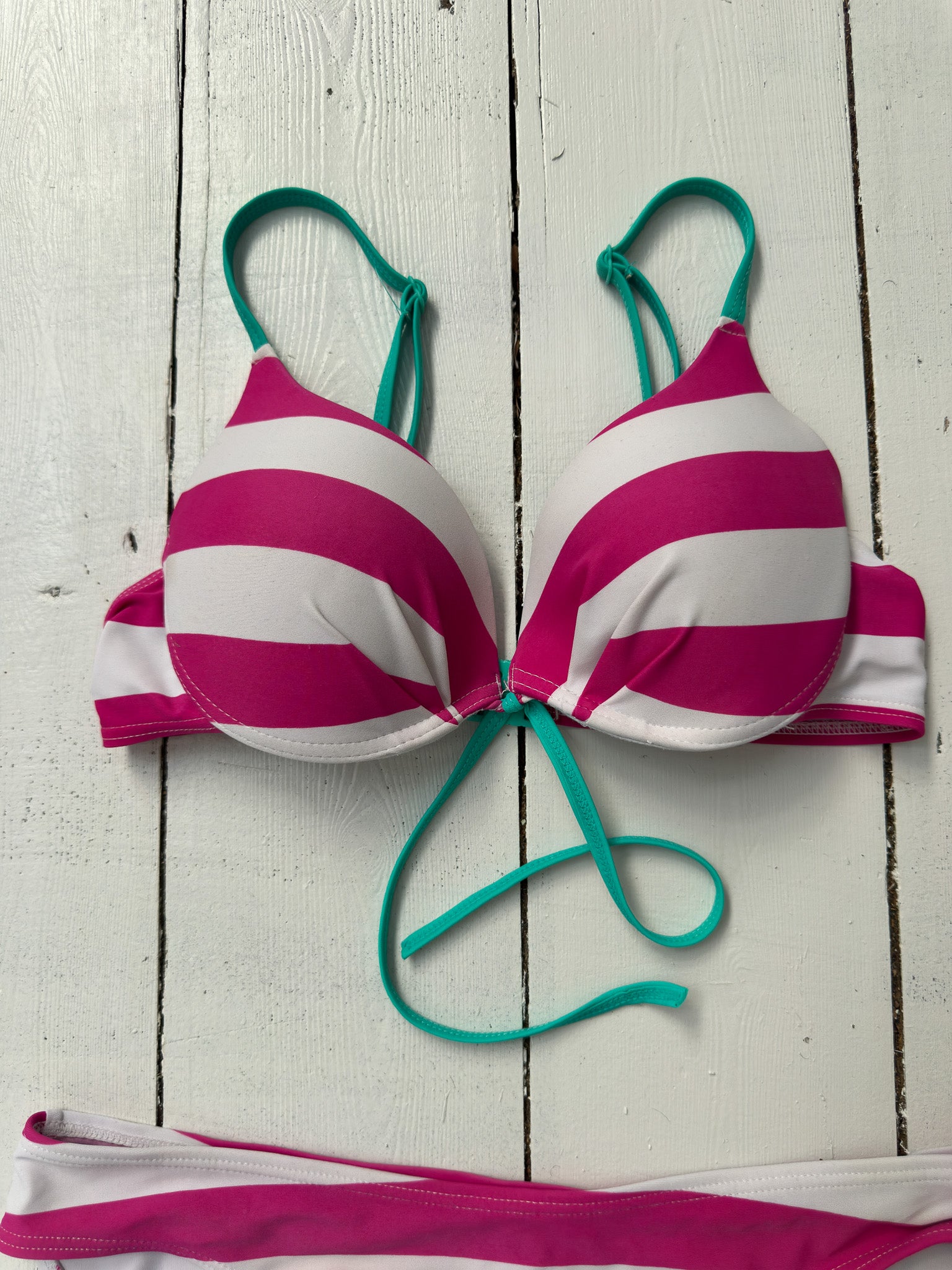 neon stripe bikini — size S
