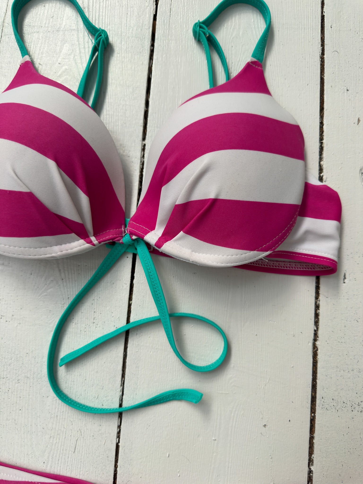 neon stripe bikini — size S