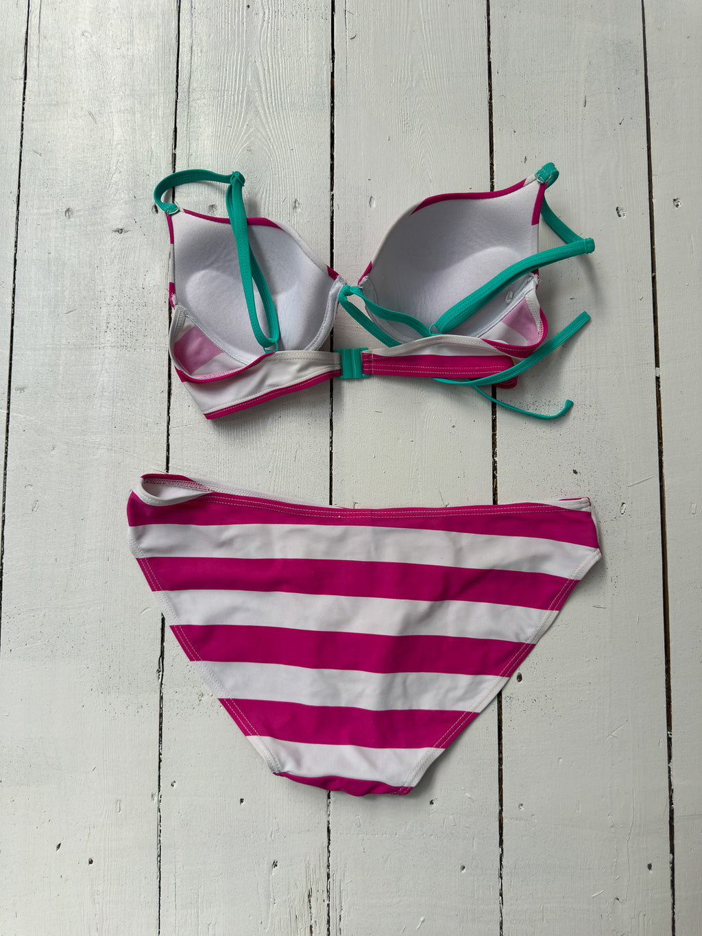 neon stripe bikini — size S