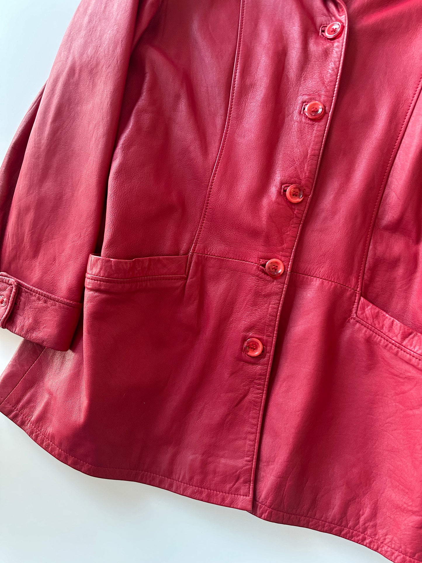 Red Leather Jacket • Size S/M