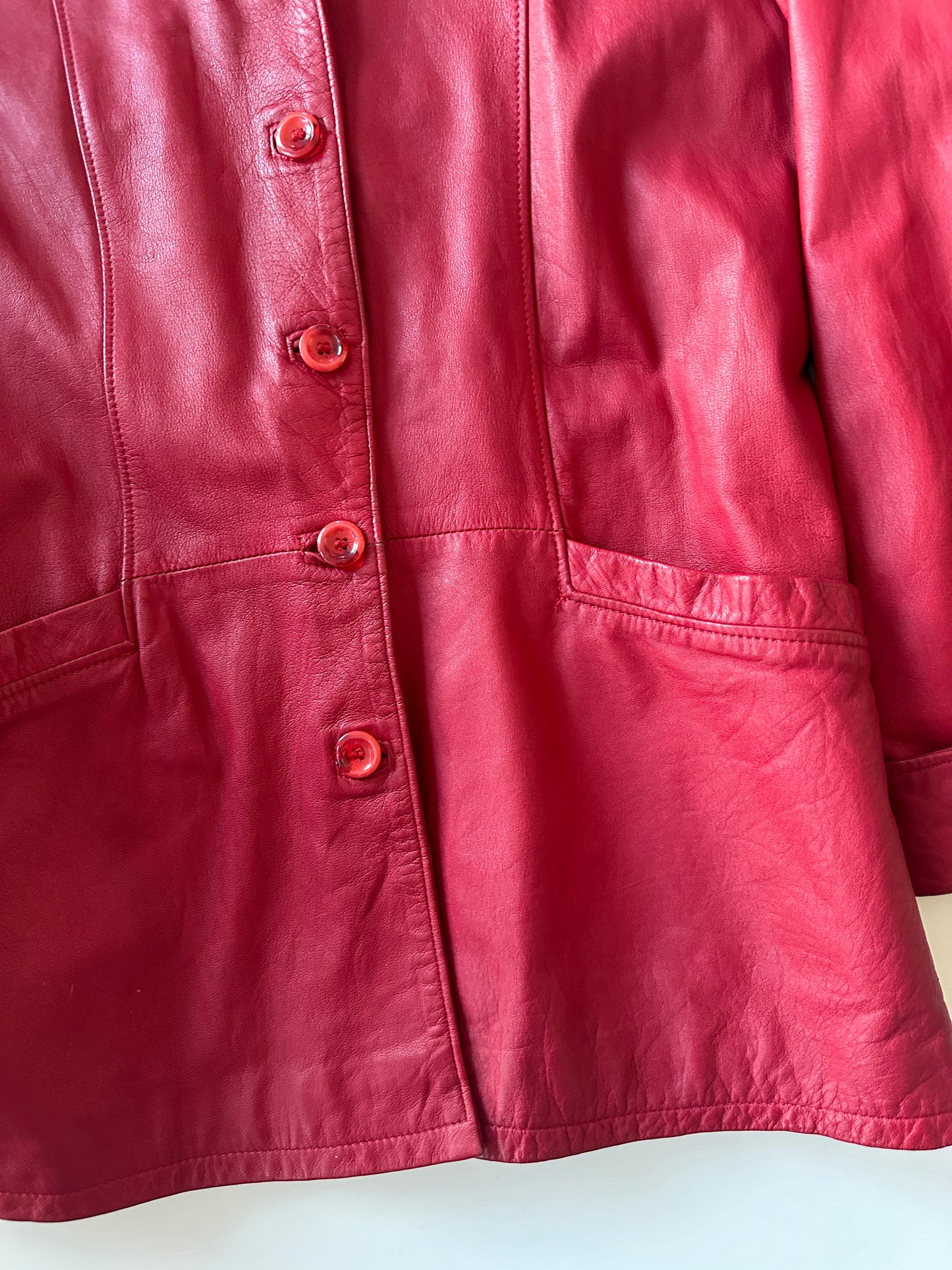 Red Leather Jacket • Size S/M