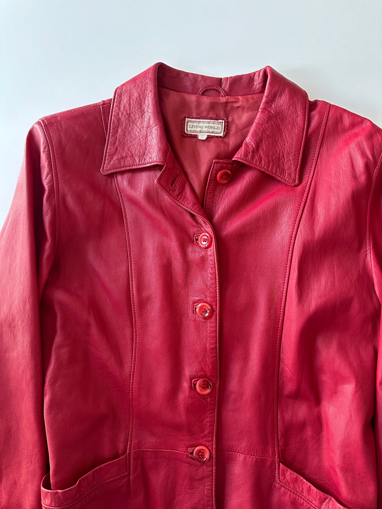 Red Leather Jacket • Size S/M