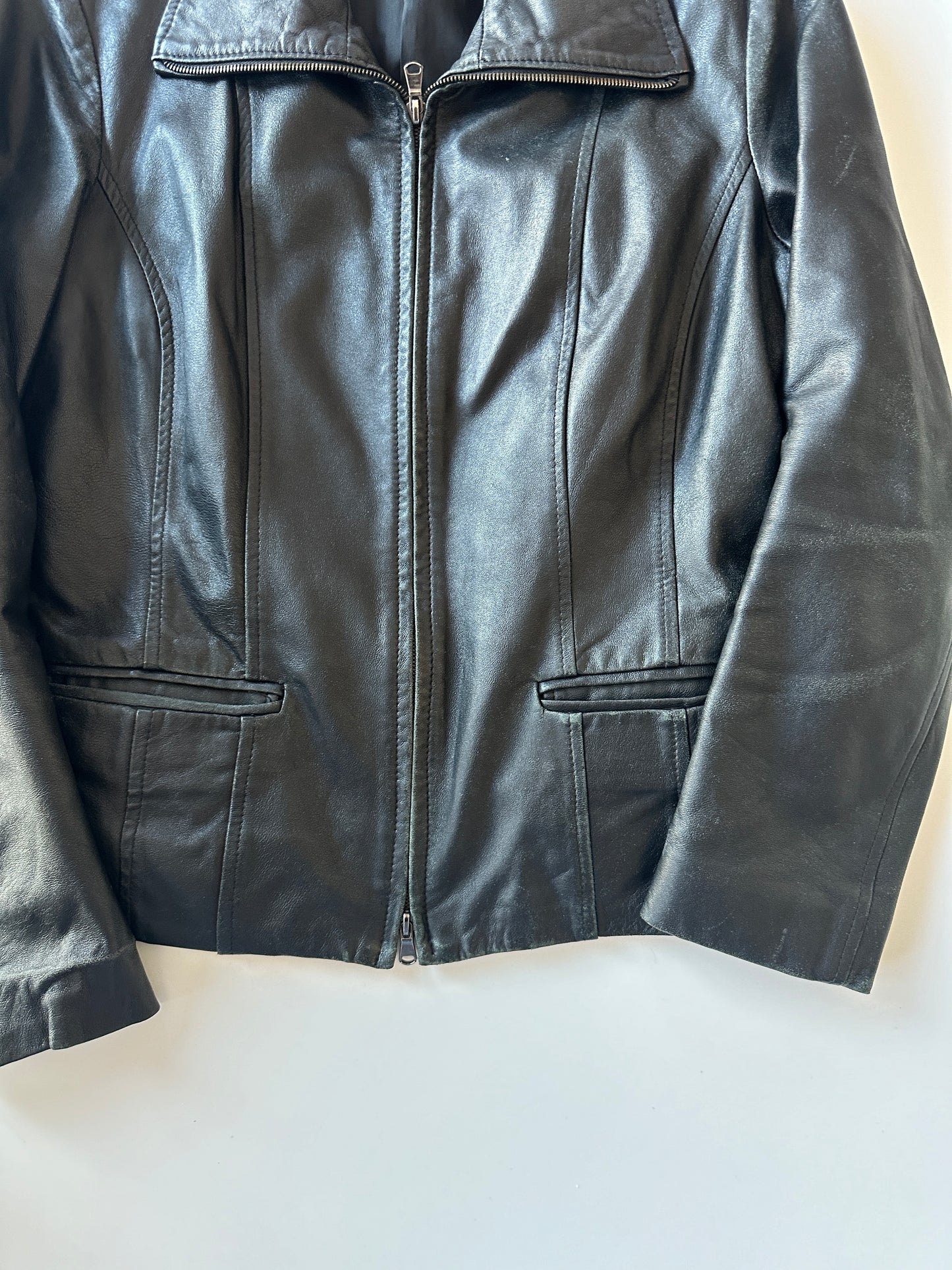 Dual Zip Leather Jacket • Size S/M