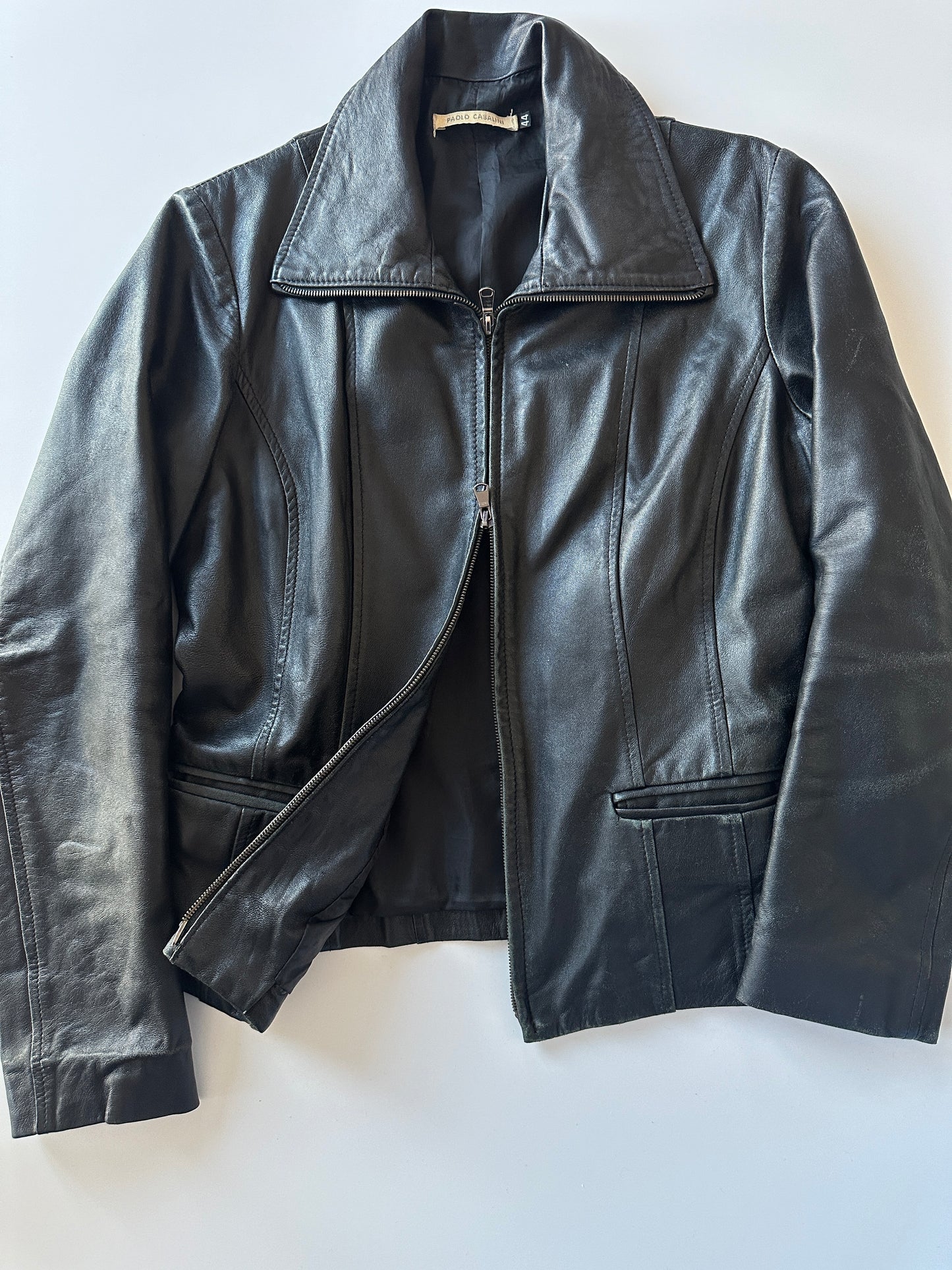 Dual Zip Leather Jacket • Size S/M