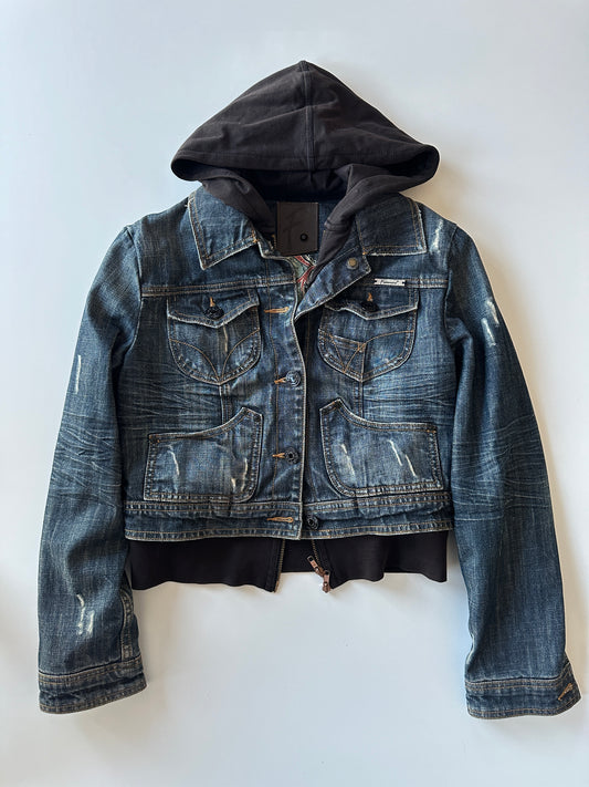 Hooded Denim Jacket • Size XS/S