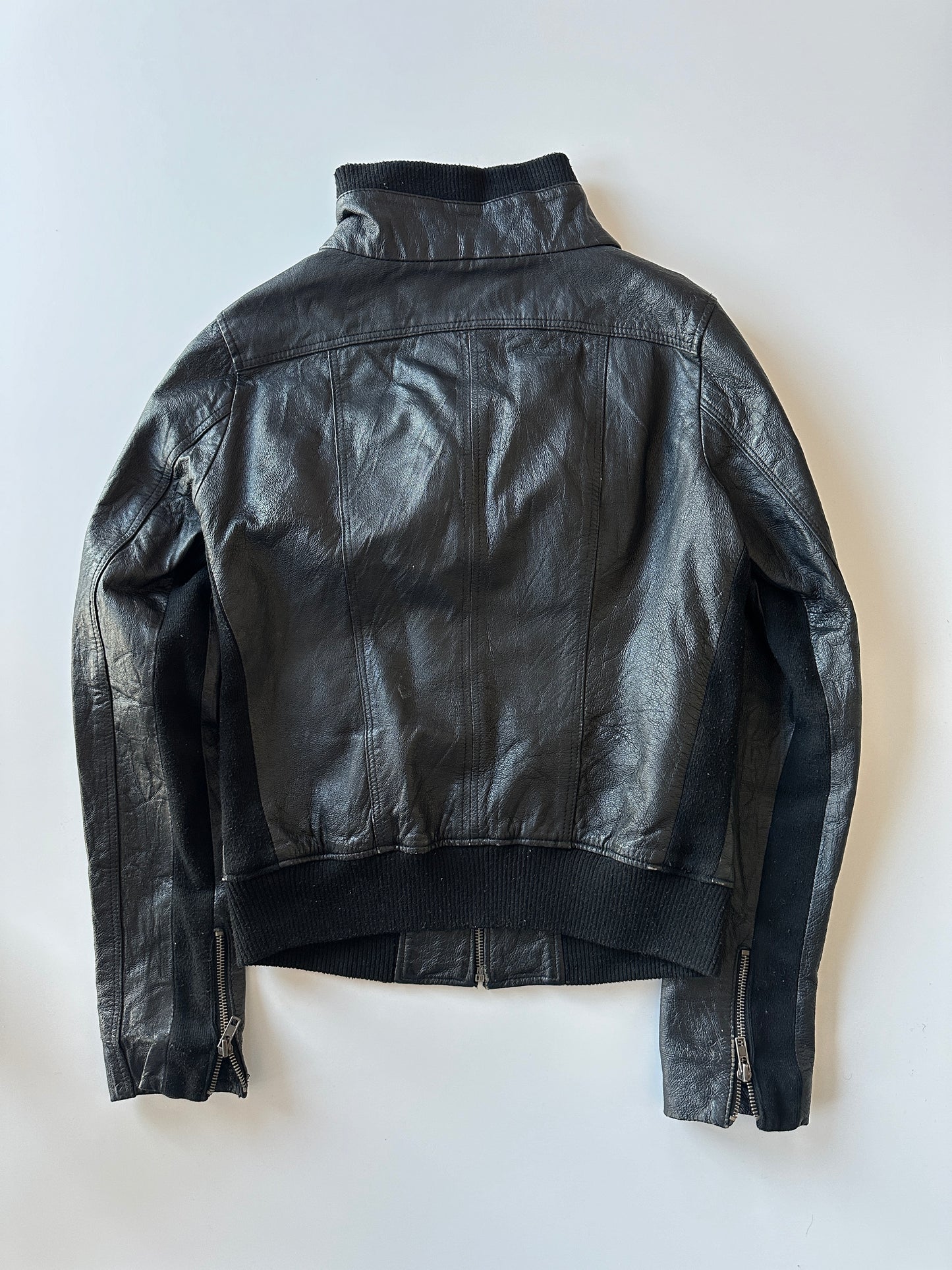 Leather Bomber Jacket • Size XS/S