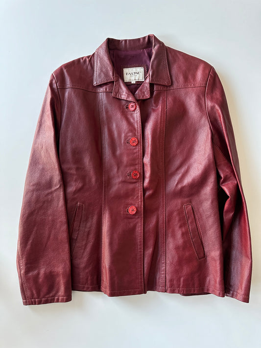 Red Leather Jacket • Size S/M