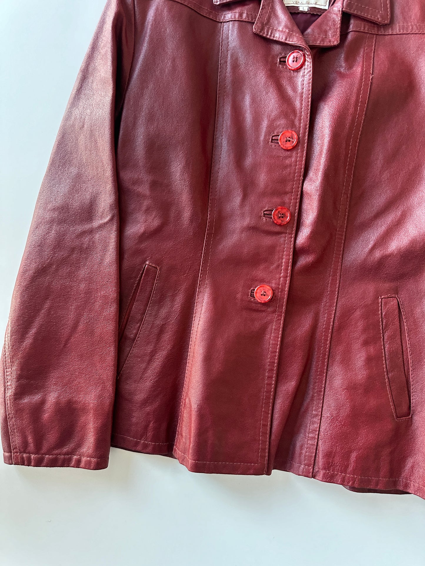 Red Leather Jacket • Size S/M