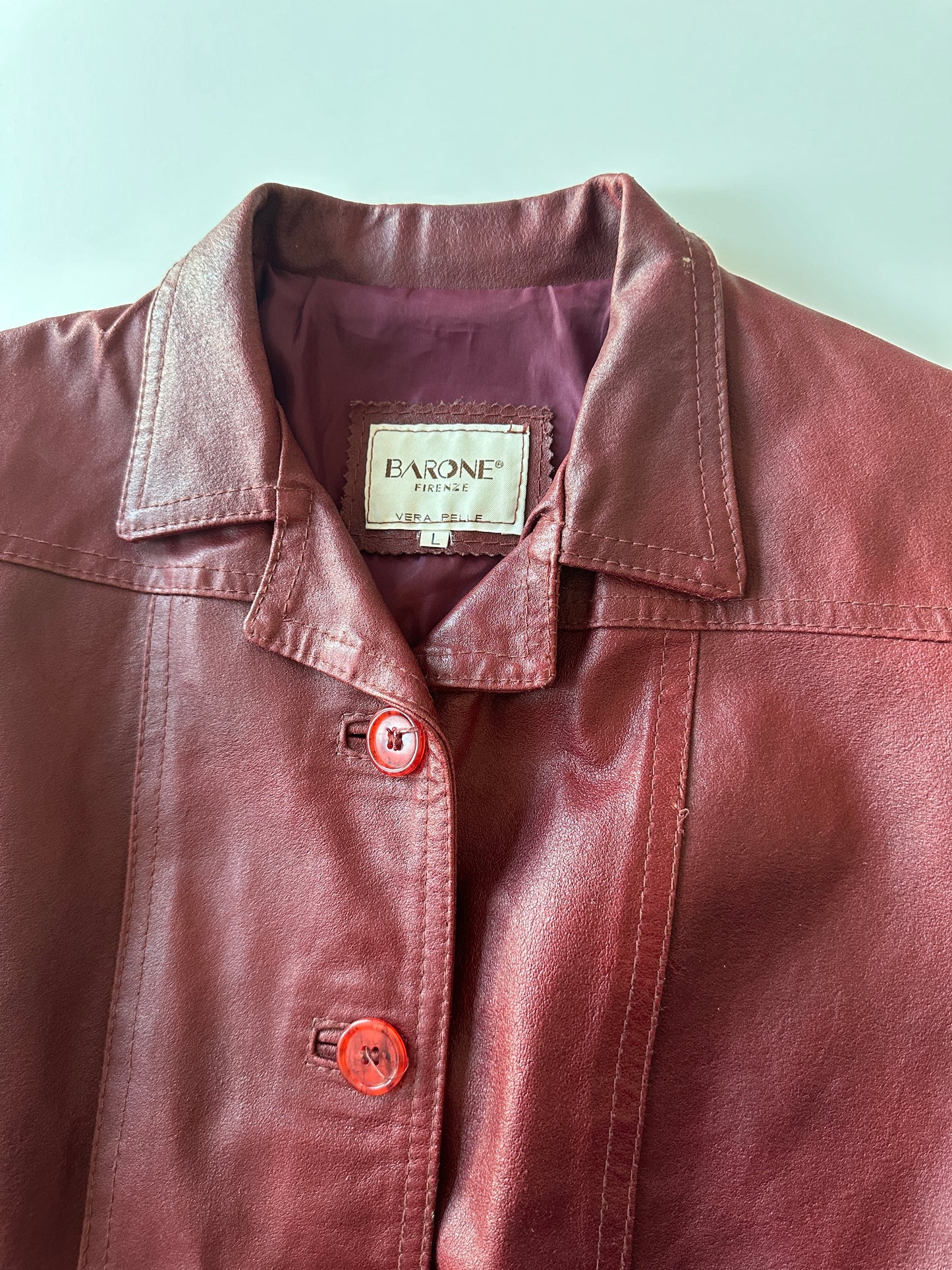 Red Leather Jacket • Size S/M