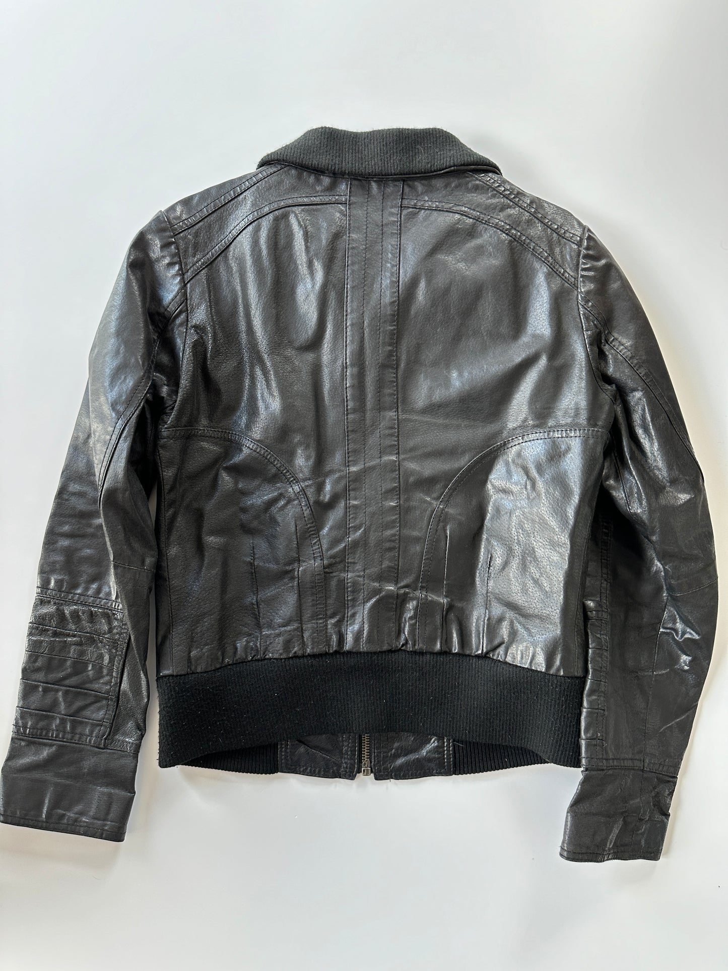 Leather Bomber Jacket • Size S