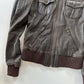 Brown Leather Bomber Jacket • Size S