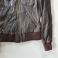 Brown Leather Bomber Jacket • Size S