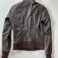 Brown Leather Bomber Jacket • Size S