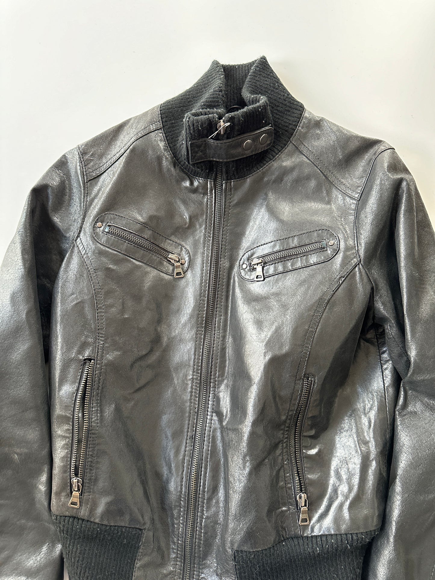 Leather Bomber Jacket • Size S