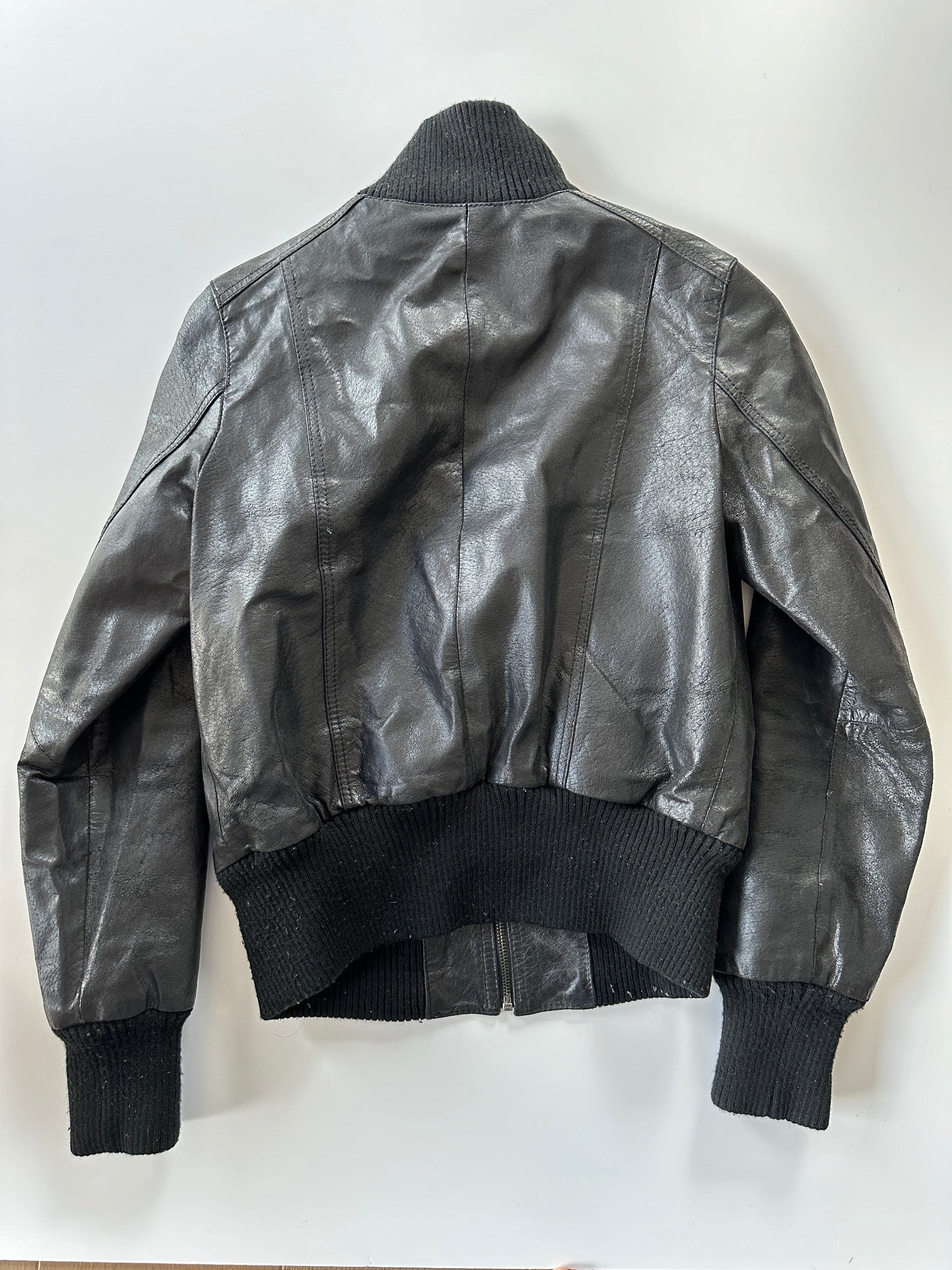 Leather Bomber Jacket • Size S