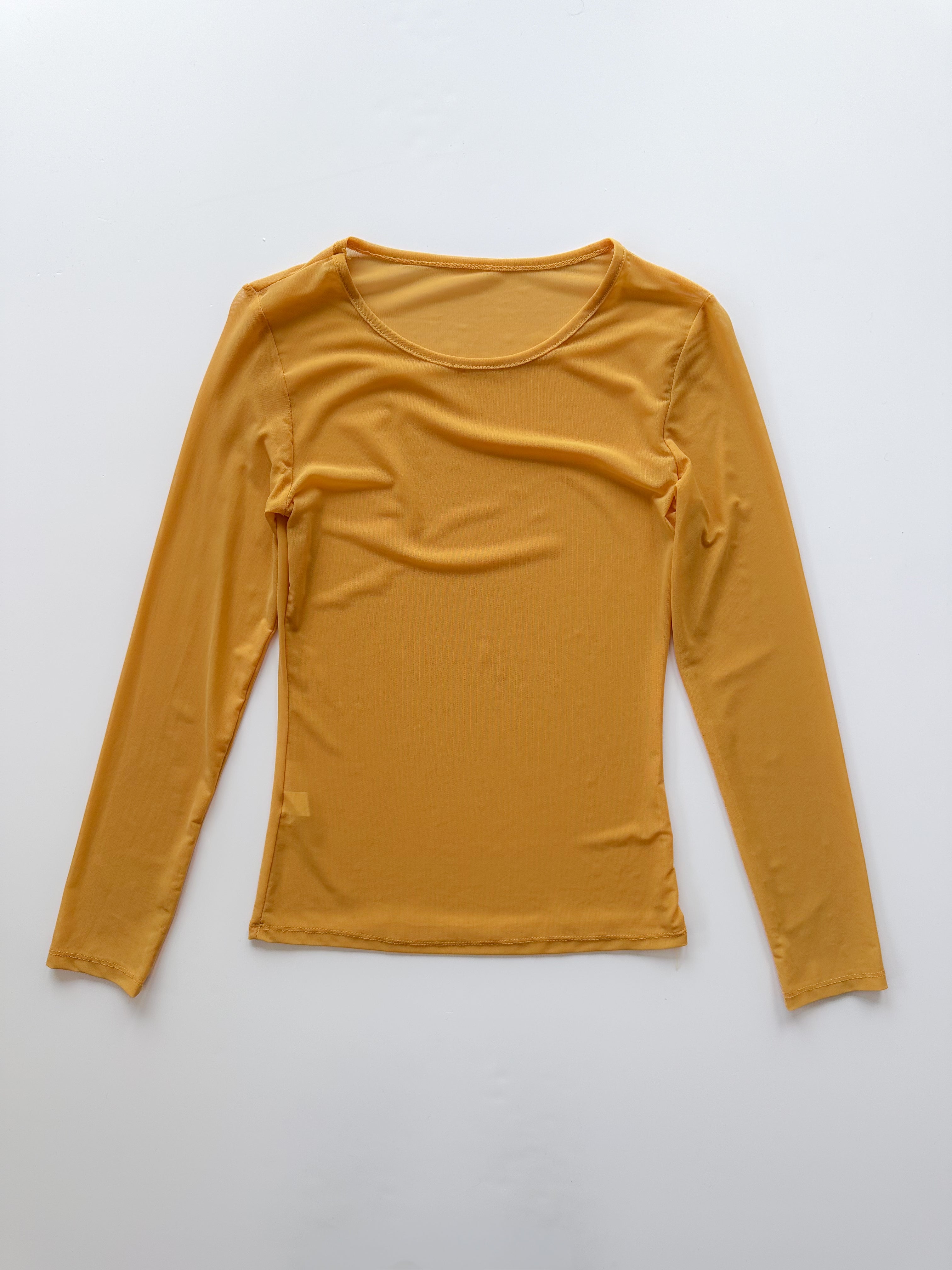 mustard mesh top / size small