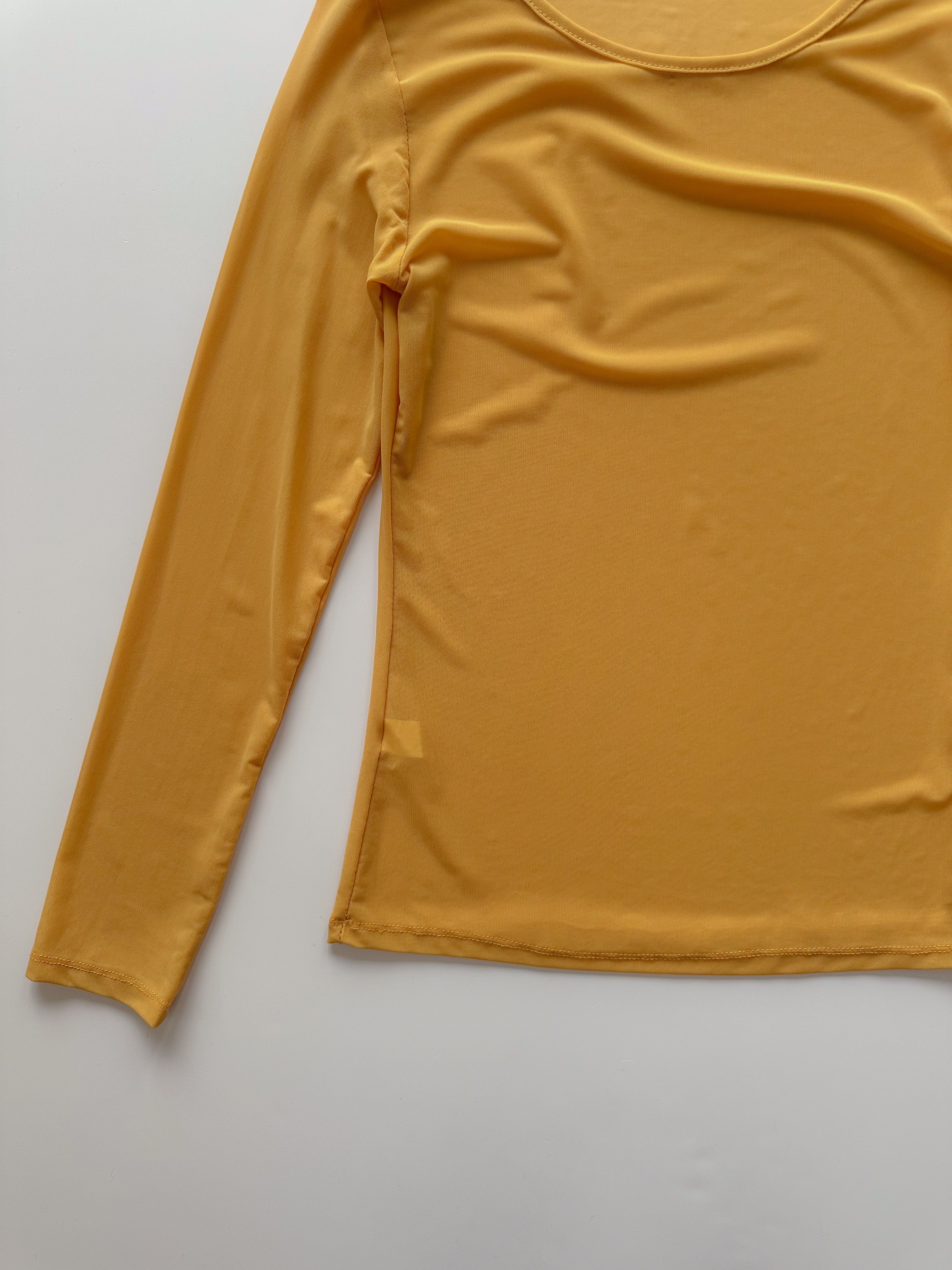 mustard mesh top / size small