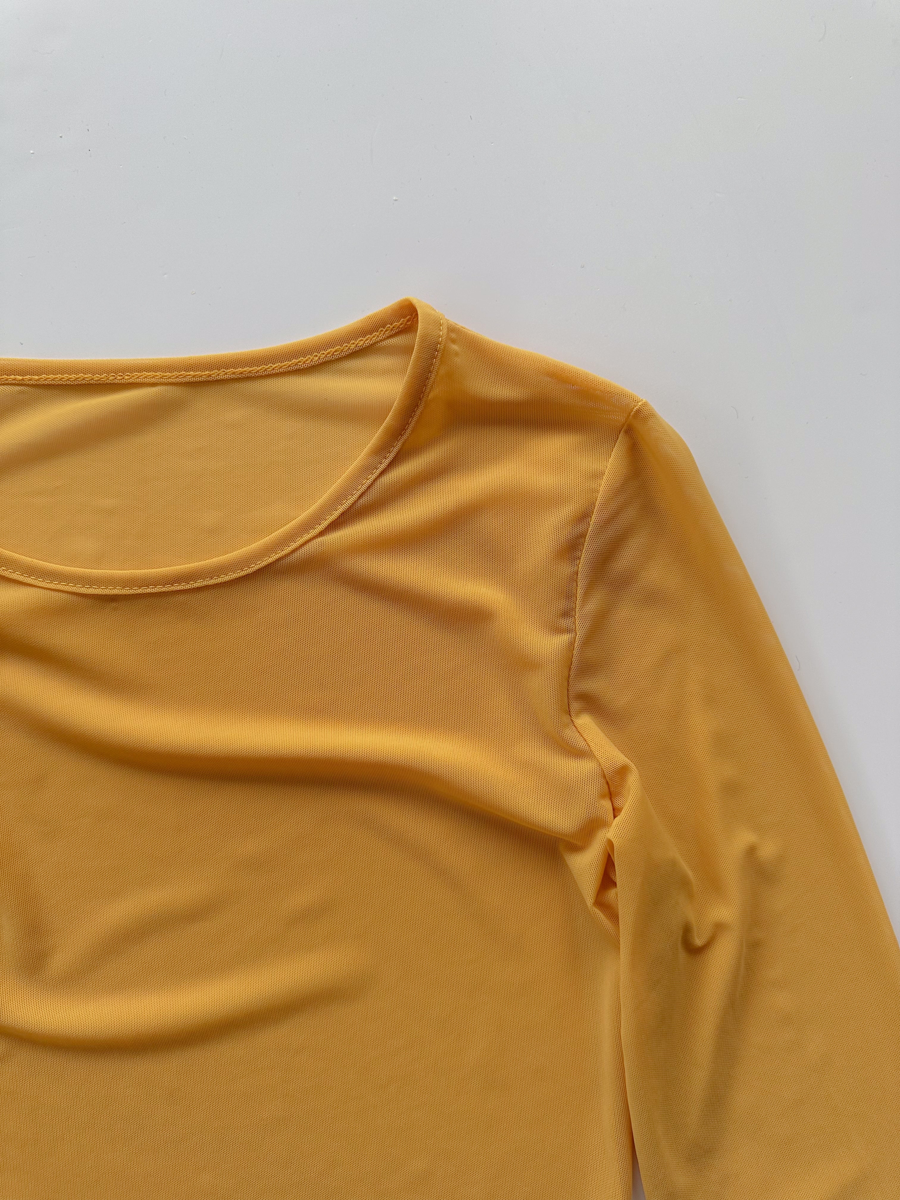 mustard mesh top / size small