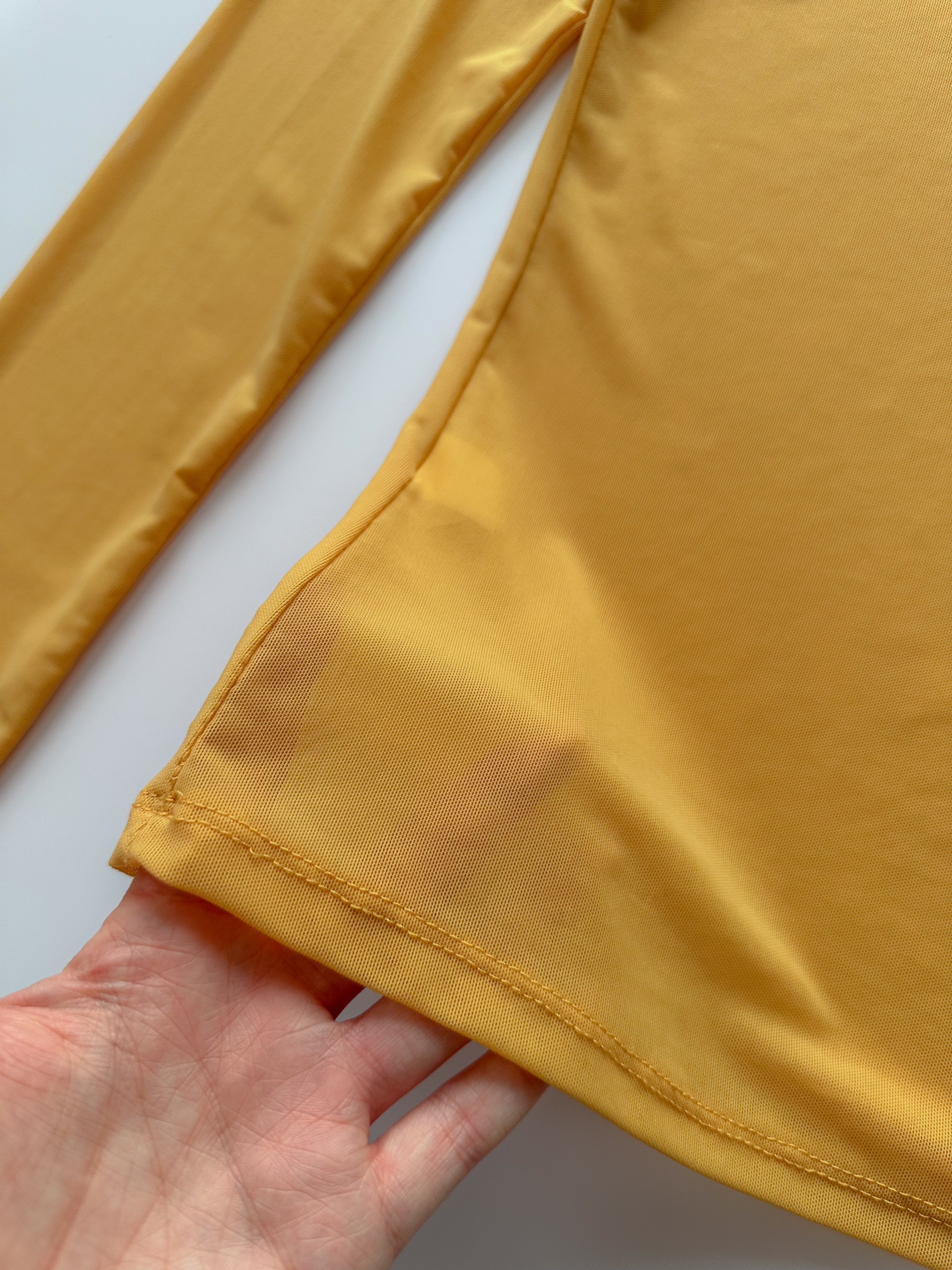 mustard mesh top / size small
